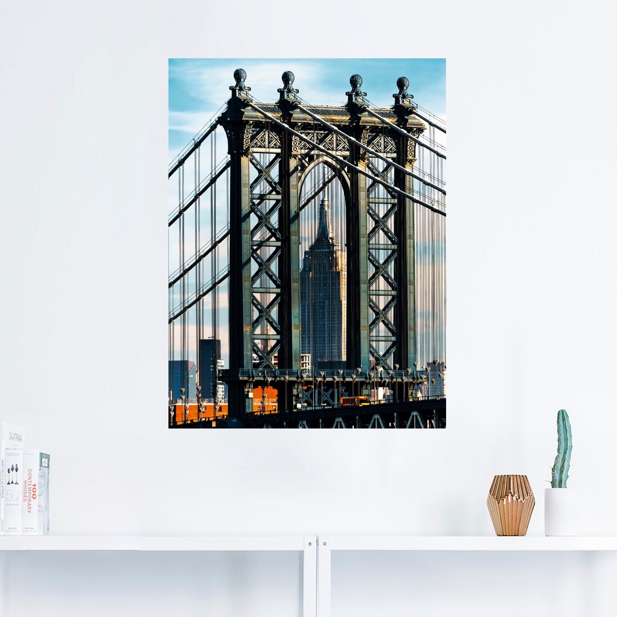 Artland Wandbild New Wandaufkleber als Poster in (1 St), oder Größen Bridge, York Brücken Manhattan Leinwandbild, versch