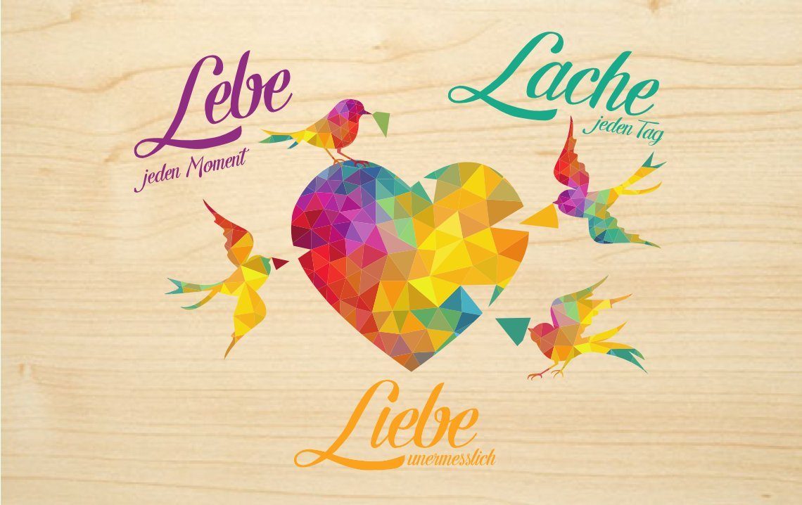 Holzgrusskarte Grußkarte Lache Lebe Biodora Liebe