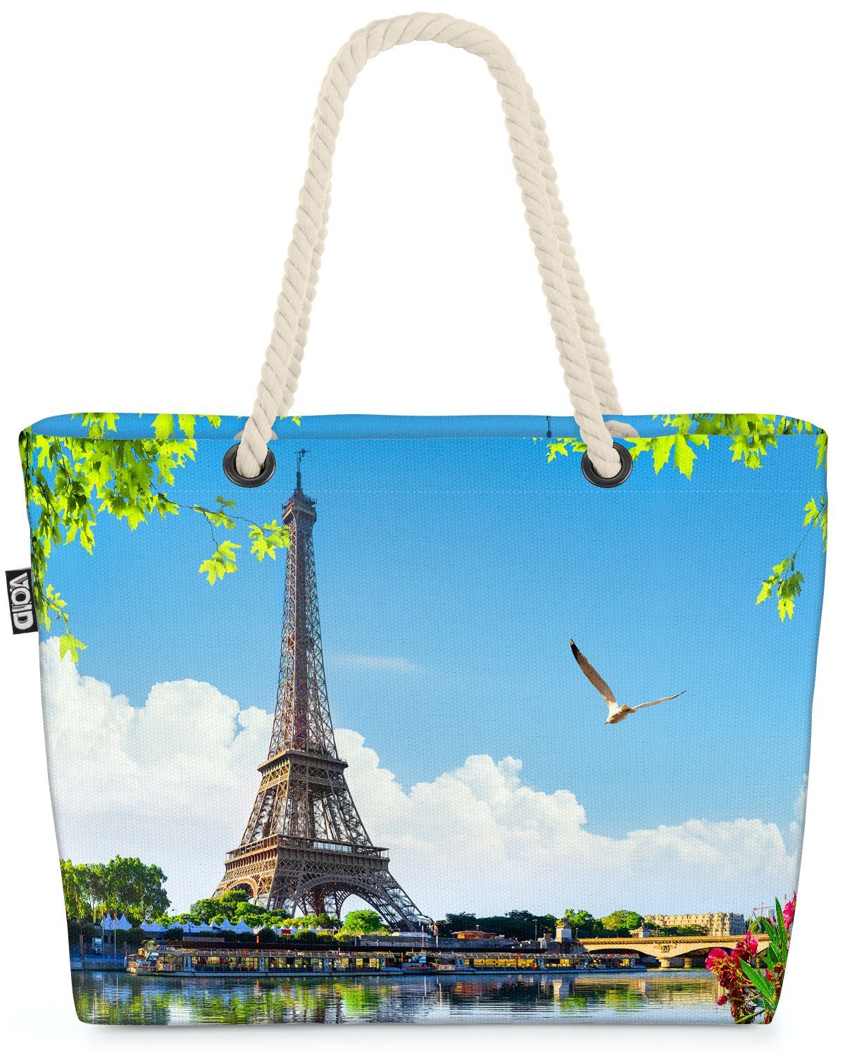 VOID Strandtasche (1-tlg), Eiffelturm Paris Frankreich Blumen eiffelturm Liebe Valentinstag Rei