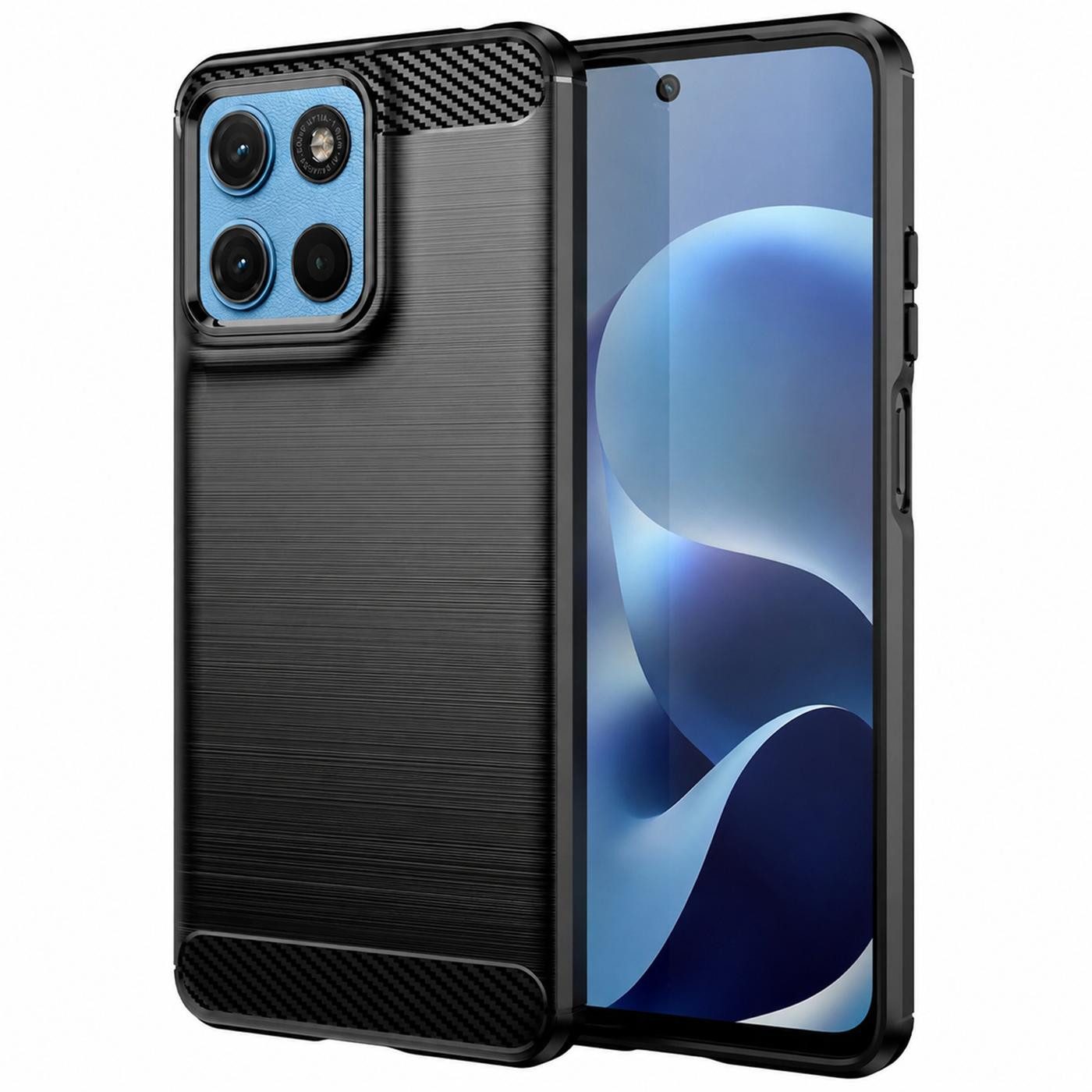 Handyhülle Carbon Handy Hülle für Motorola Moto G17 / G17 Power