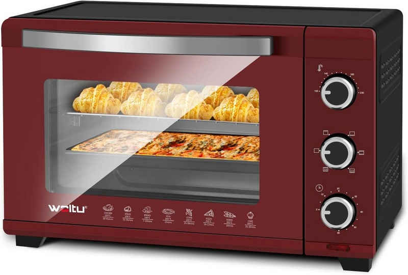 Woltu Minibackofen, 32 Liter, 1600 Watt Herausnehmbares Krümelblech mit Timer