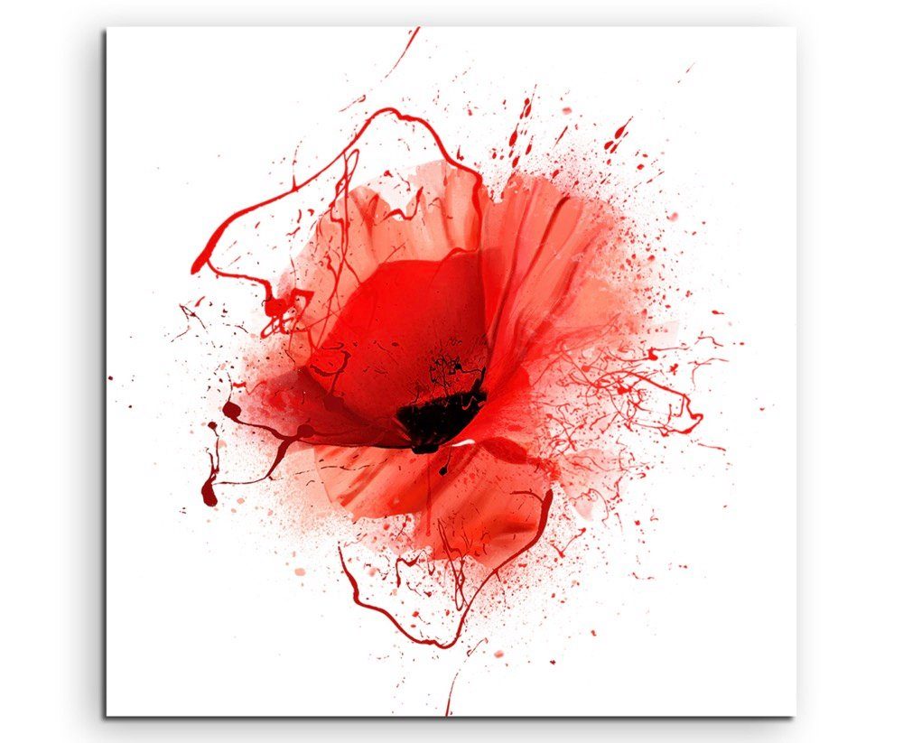 Sinus Art Leinwandbild Mohnblumen im Splash Art Stil auf Leinwand