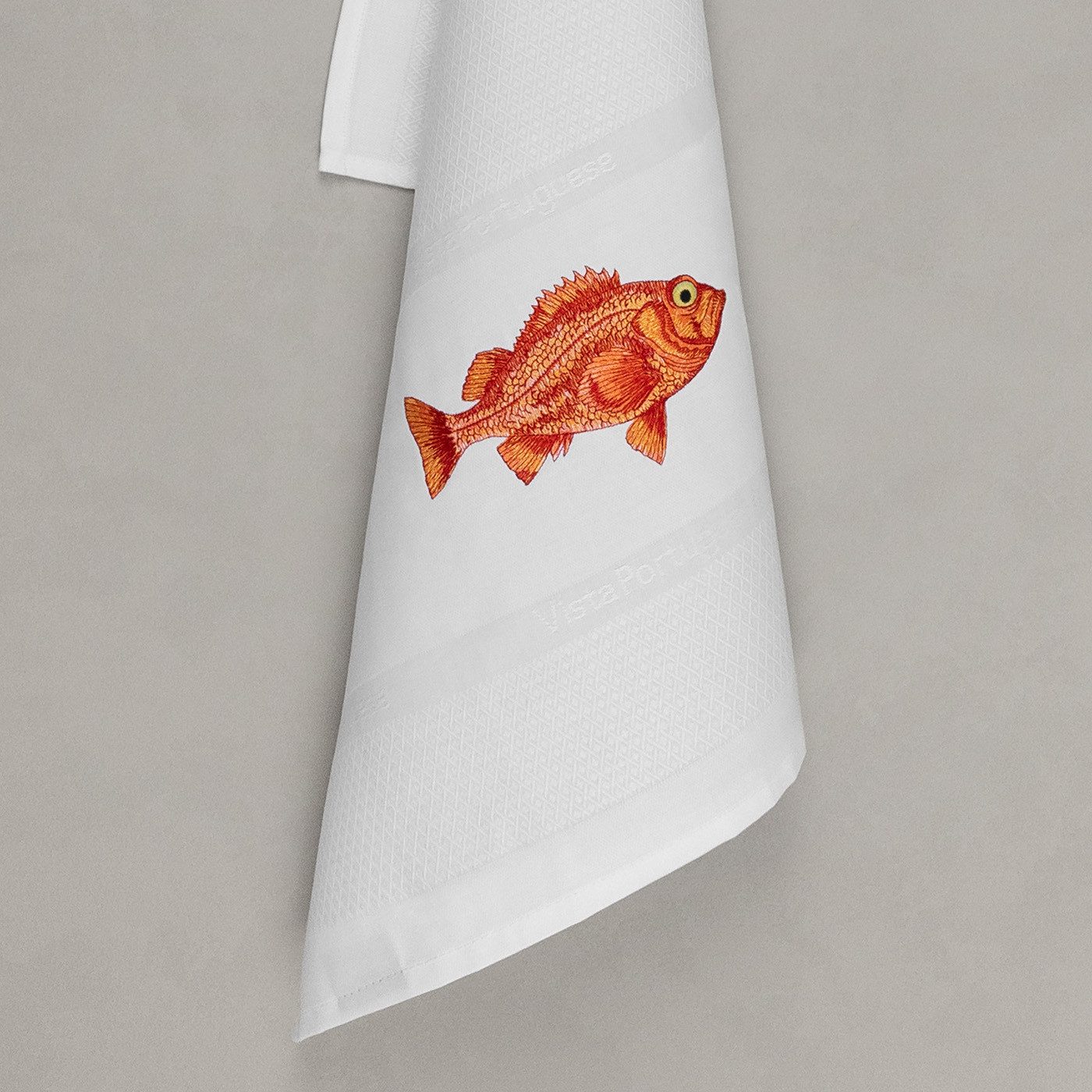 Vista Portuguese Geschirrtuch Rotbarsch mit exklusiver Stickerei, 100 % Baumwolle