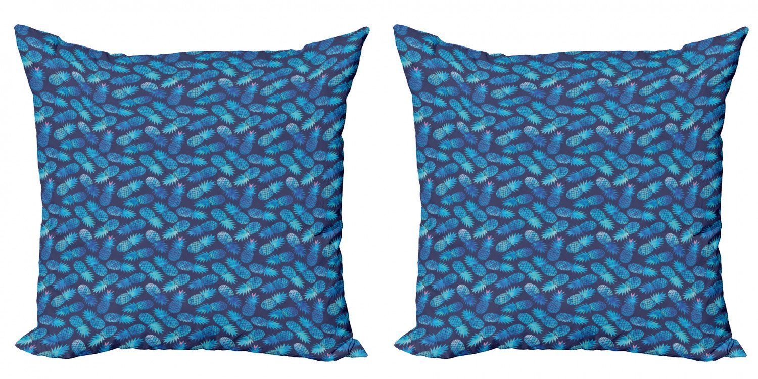 Kissenbezüge Modern Accent Doppelseitiger Digitaldruck, Abakuhaus (2 Stück), Pastell Tropische Ananas-Blau