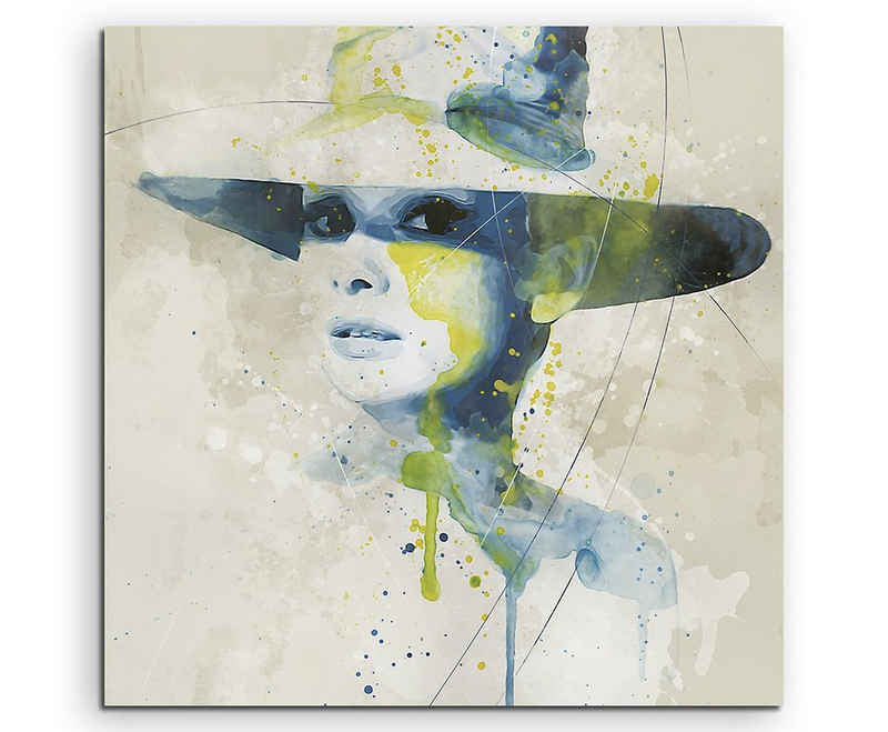 Sinus Art Leinwandbild Audrey Hepburn Aqua 60x60 cm Aquarell Kunstbild