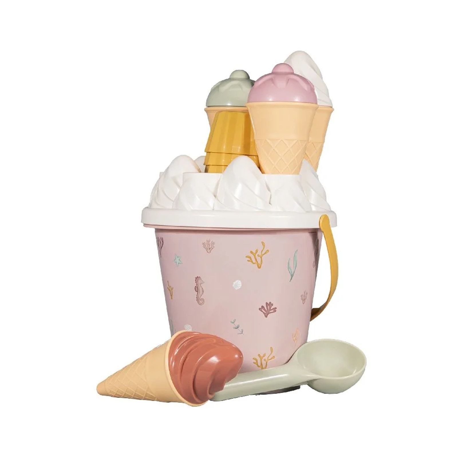 LITTLE DUTCH Sandform-Set Little Dutch 14-teiliges Sandspielzeug Eimer Set Ocean Dreams rosa, (14-tlg)