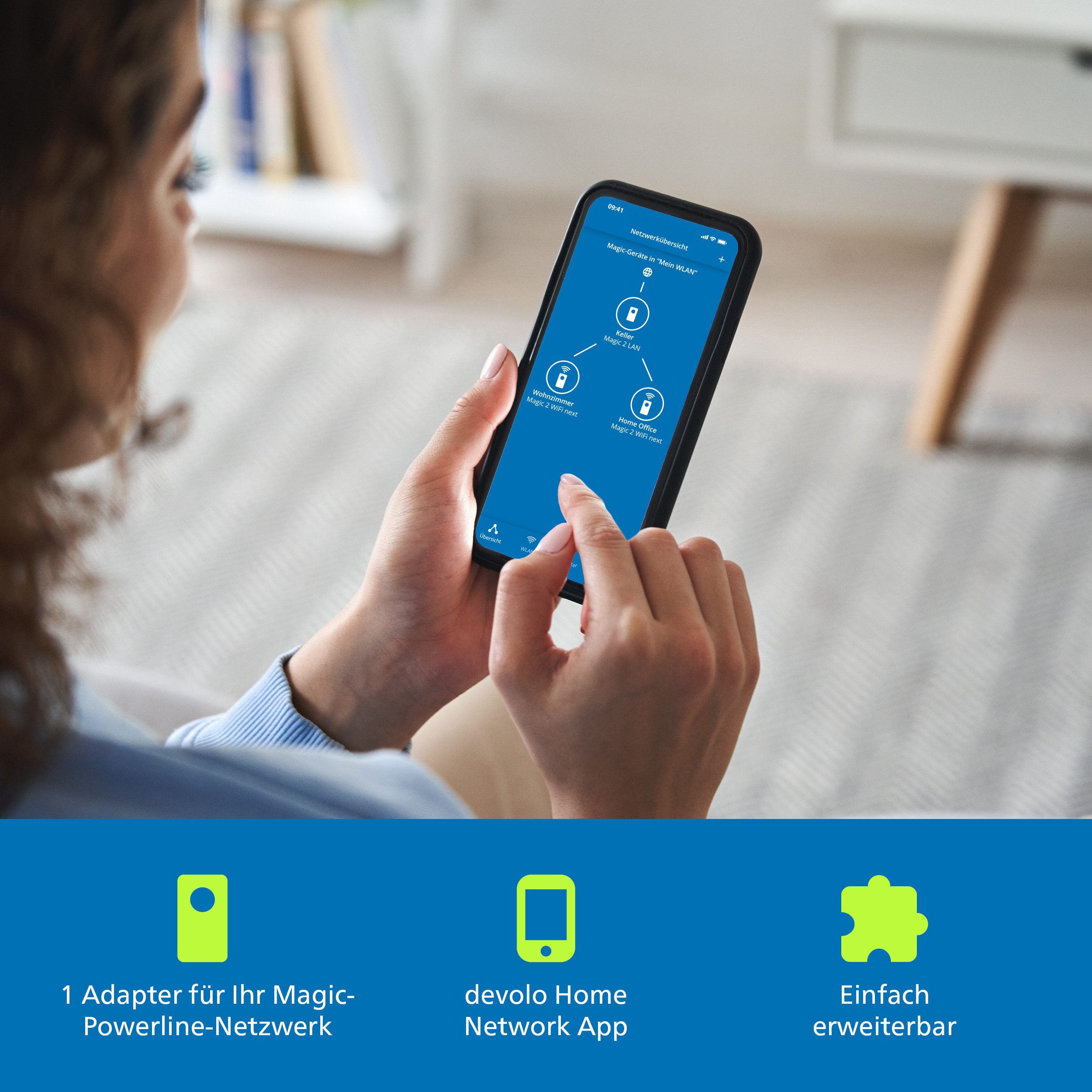 DEVOLO Magic 2 WiFi next Reichweitenverstärker, Powerline Mesh WLAN Verstärker 1x Erweiterungsadapter