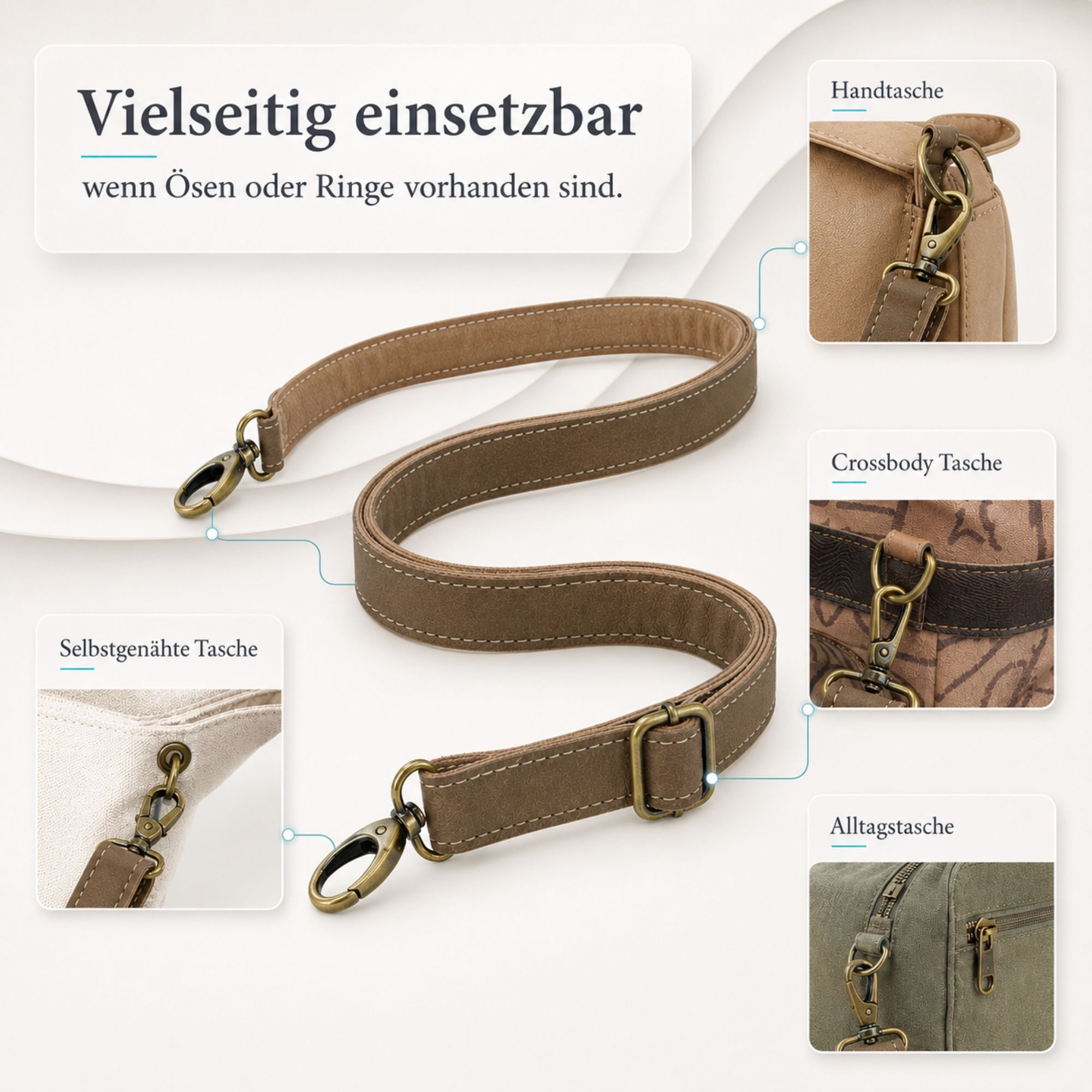 Sunsa Schulterriemen Schulterriemen Taschenhenkel Schultergurt Taschengriffe Taschengurt mit praktischen Karabiner, Stabil, verstellbar – Bild 5 von 5