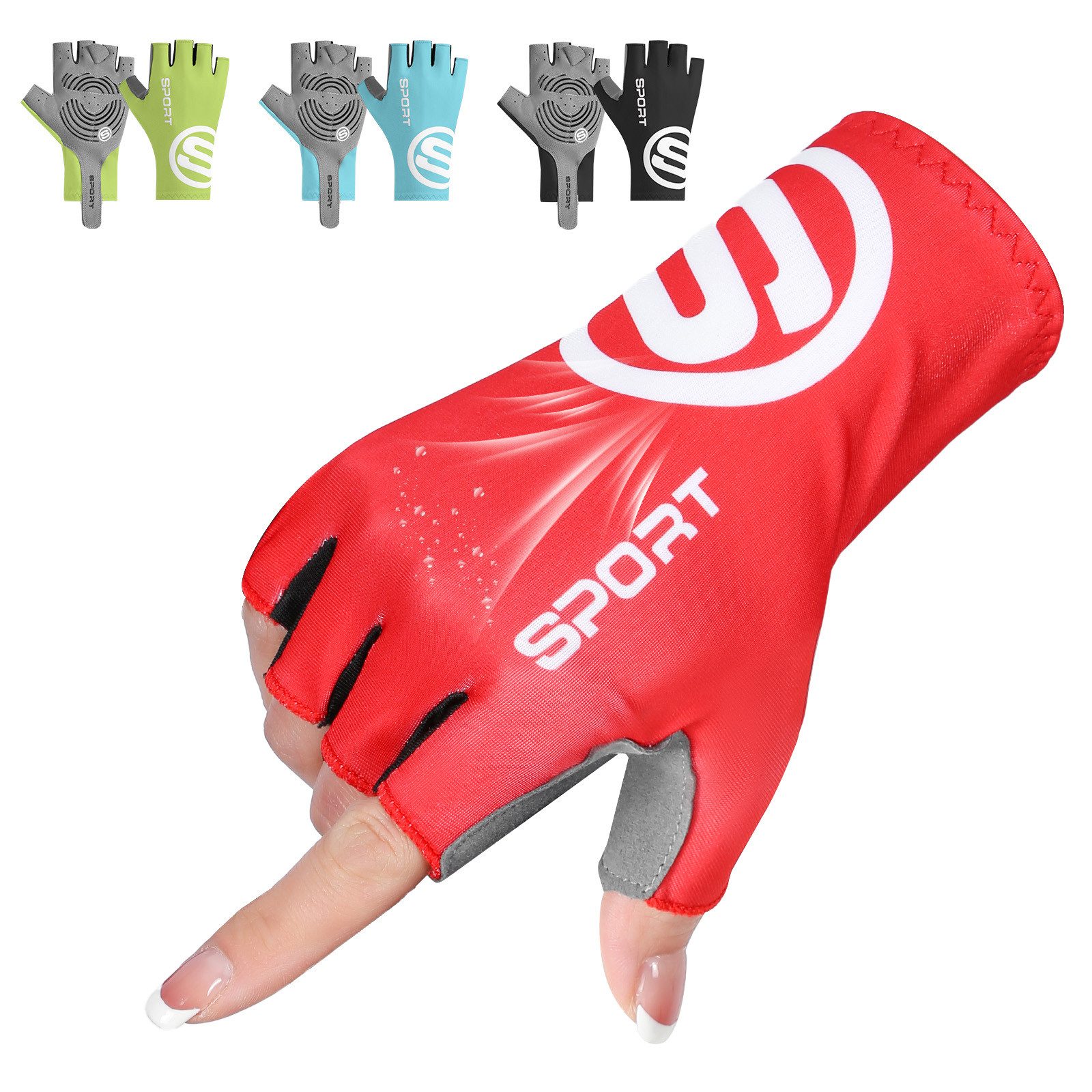 Fahrradhandschuhe Halbfinger Rutschfeste und Stoßdämpfende Mountainbike Handschuhe