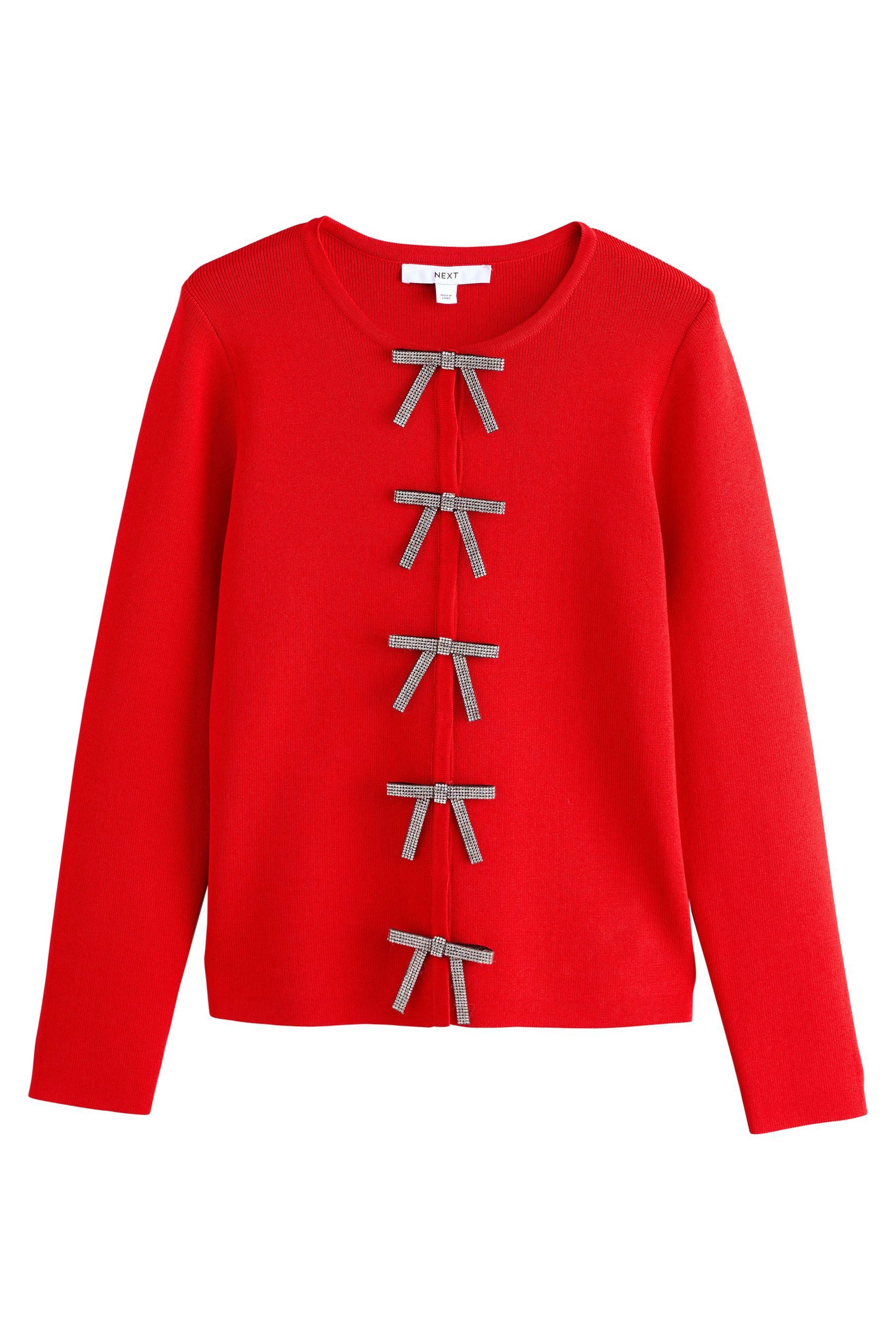 Next Strickjacke Elegante Jacke mit Schleife und Verzierung (1-tlg) günstig online kaufen