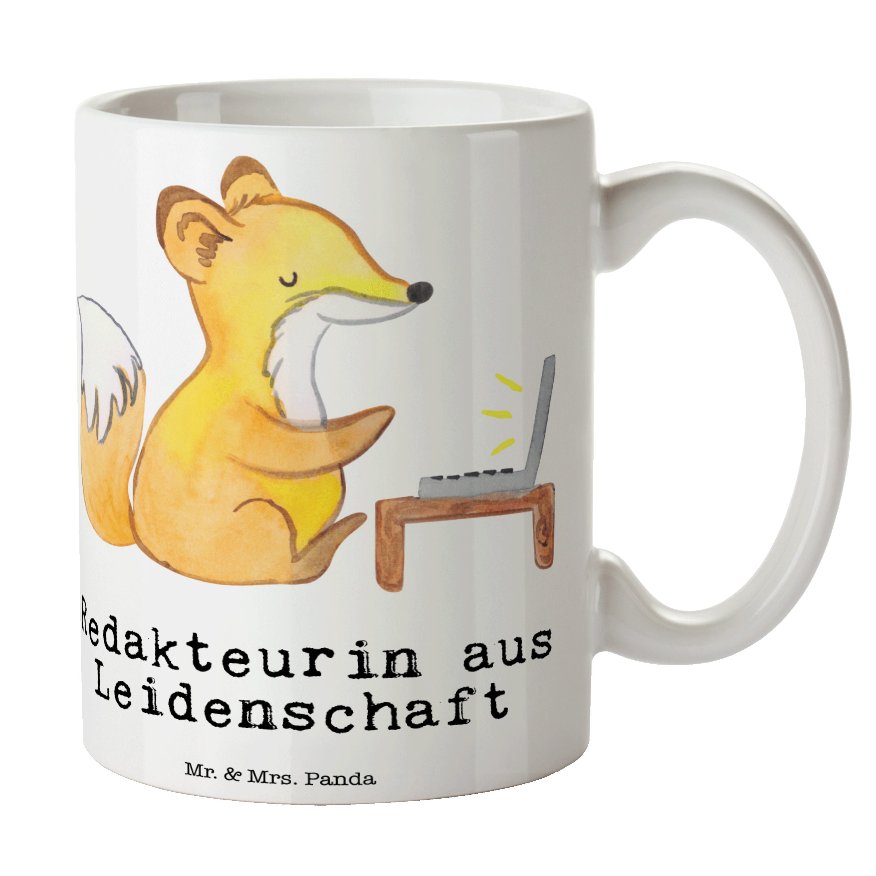 Weiß Geschenk, - Redakteurin, - Leidenschaft & Online Redakteurin aus Panda Keramik M, Tasse Mr. Mrs.