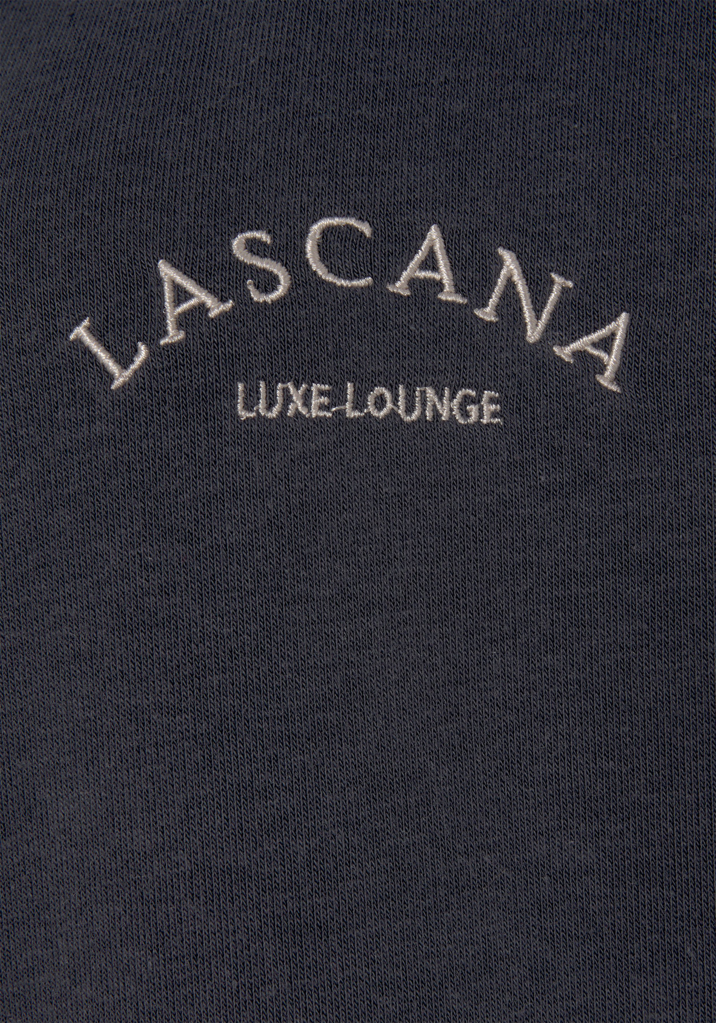 mit mit Loungewear, LASCANA seitlichen -Sweatjacke angeraut, Kapuze und anthrazit Loungeanzug Innen Taschen Kapuzensweatjacke