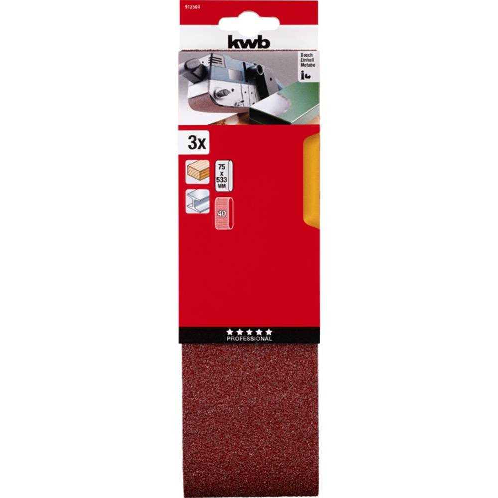 kwb Schleifpapier Schleifbänder, HOLZ & METALL, Edelkorund, 75 x