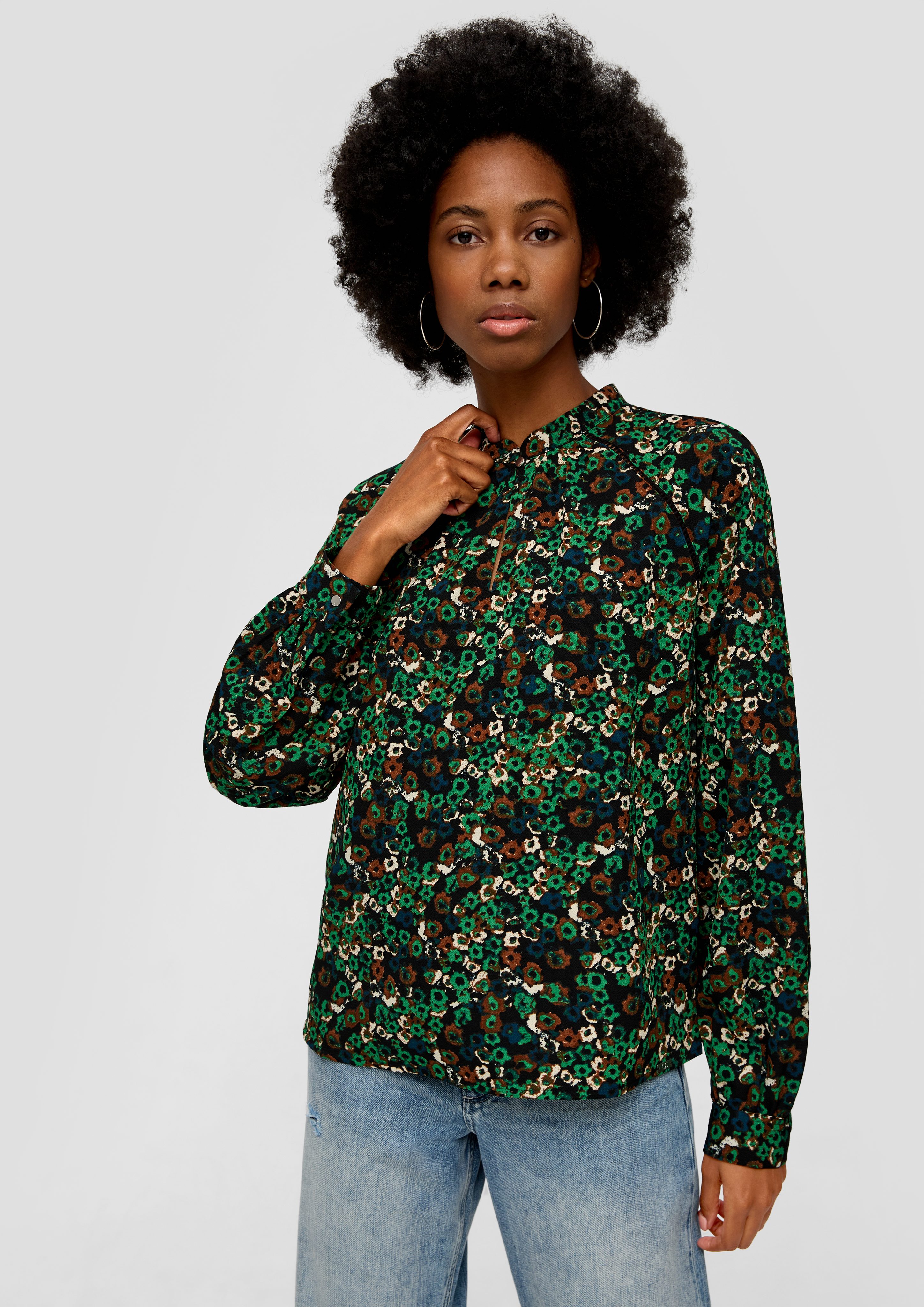 Langarmbluse Bluse mit All-over-Print