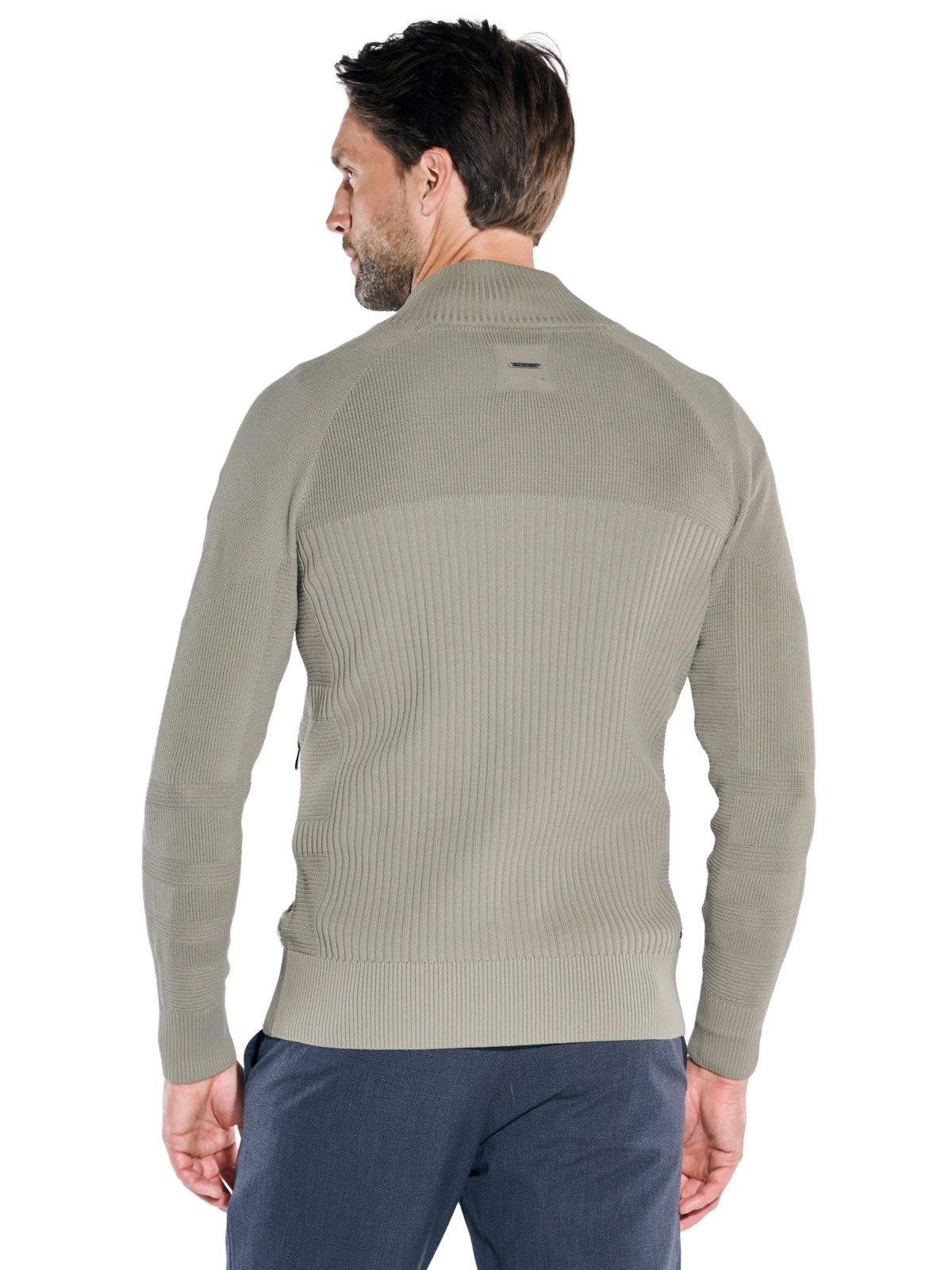 Engbers Strickjacke Herren Strickjacke mit Strukturwechsel, Gruen