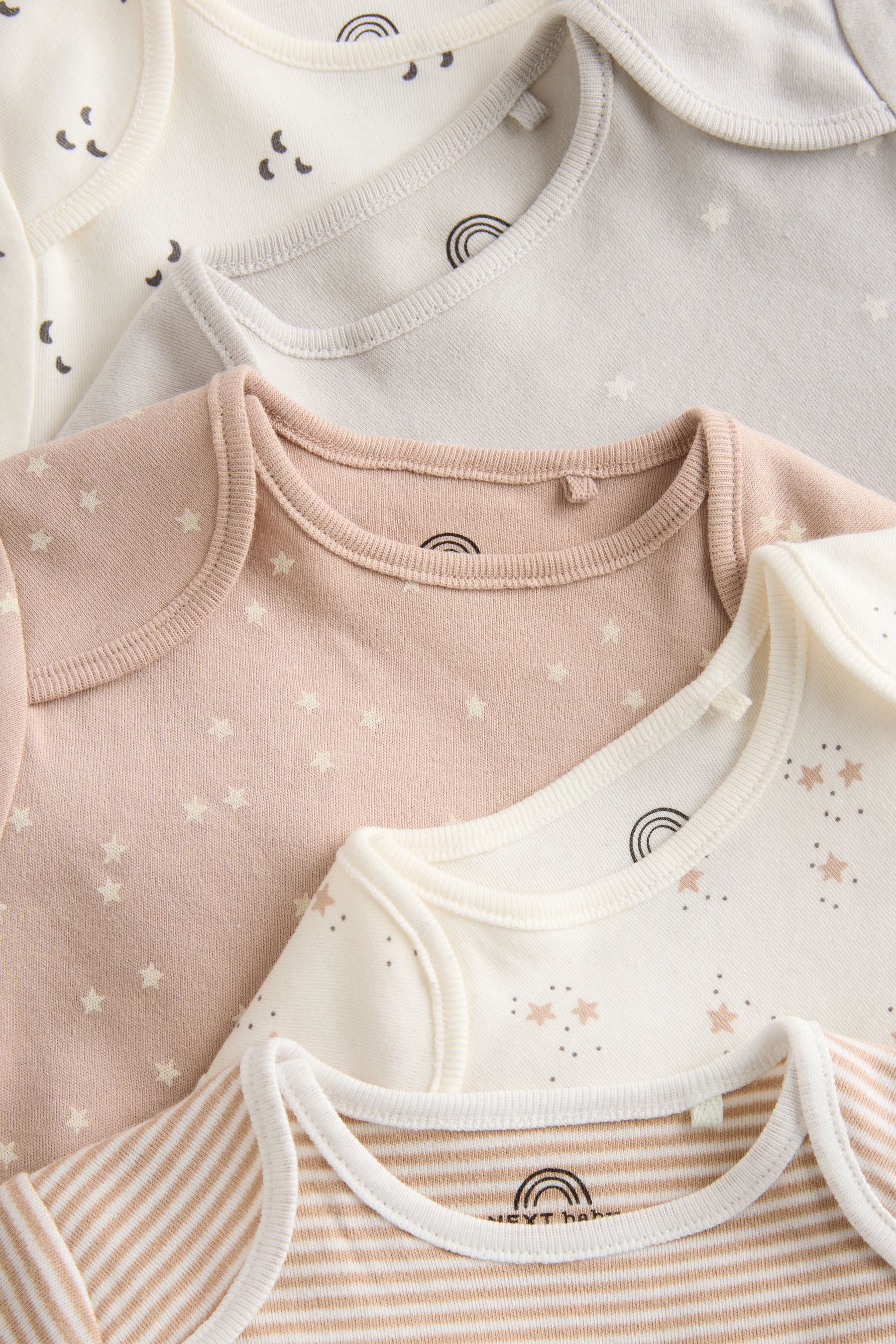 Next Kurzarmbody Kurzärmelige Babybodys aus Baumwolle, 5er-Pack (5-tlg)