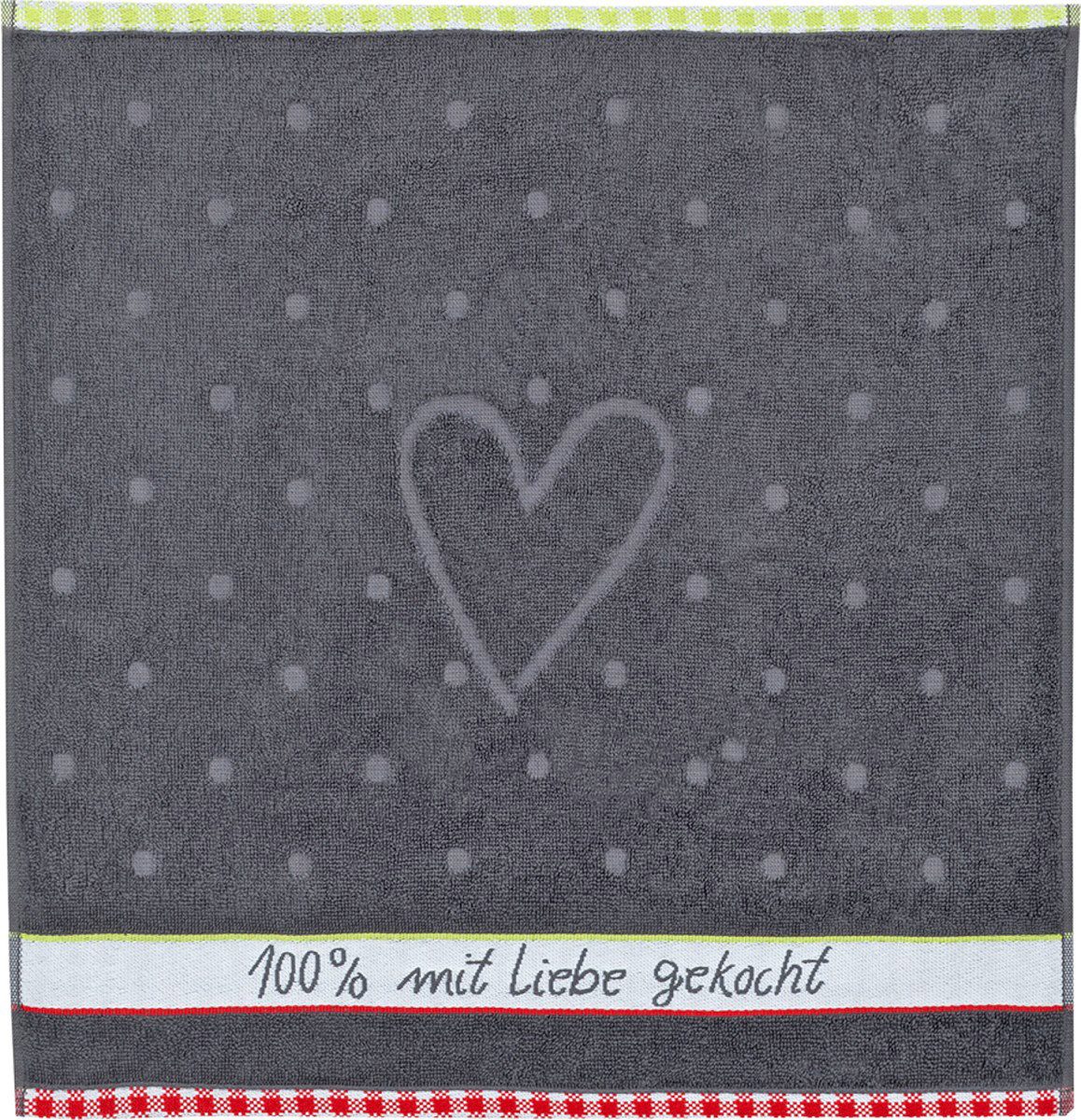 Kracht Geschirrtuch 100% Liebe, (Set, 3-tlg., Set), 3er Pack Frottee Küchenhandtücher (3 Stück), ca.50x50cm Baumwolle