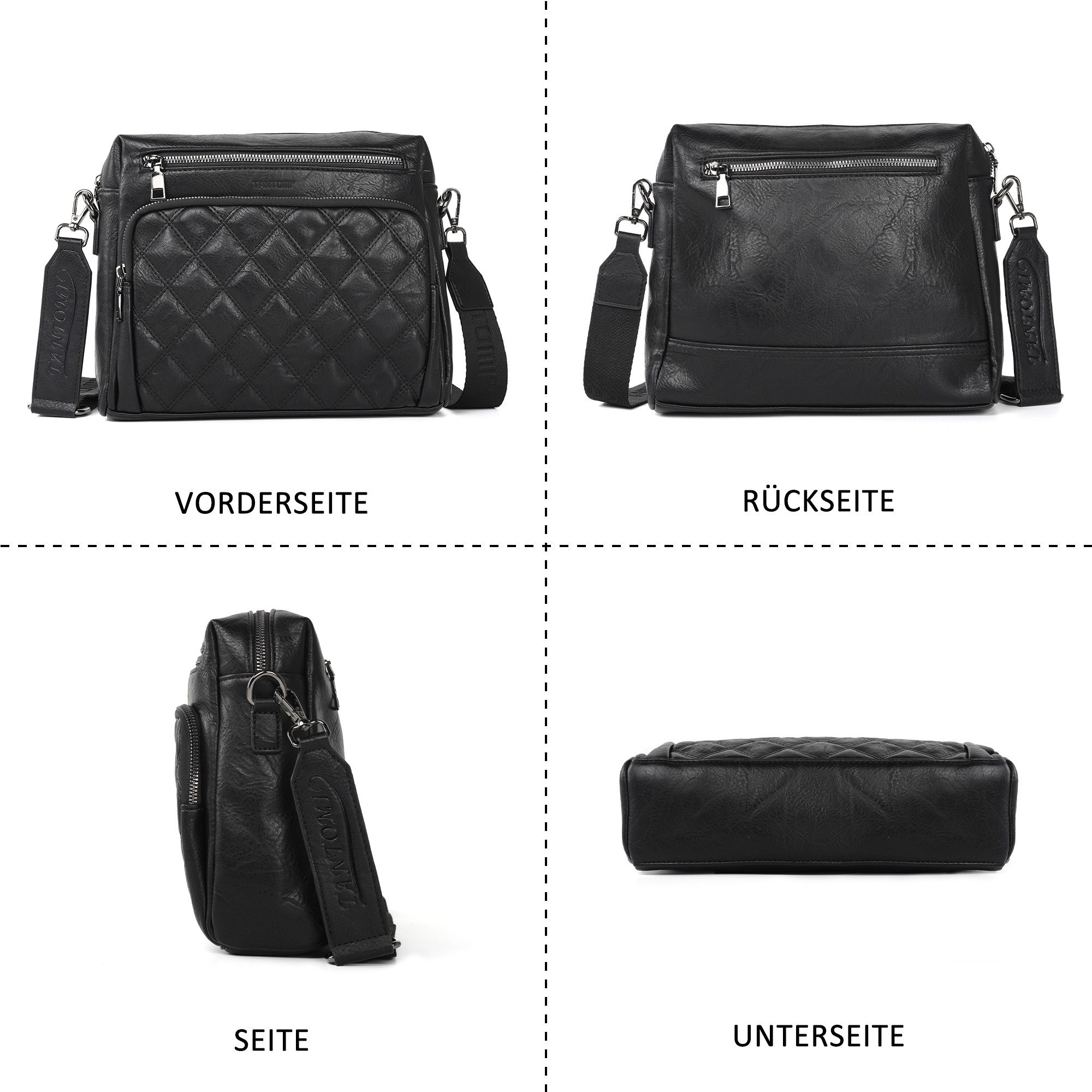TANTOMI Umhängetasche Damen Schultertasche Mittelgroß, Crossbody Bag mit Mehreren Fächern, Damen Handtasche Leicht Henkeltasche Schultertasche – Bild 5 von 5