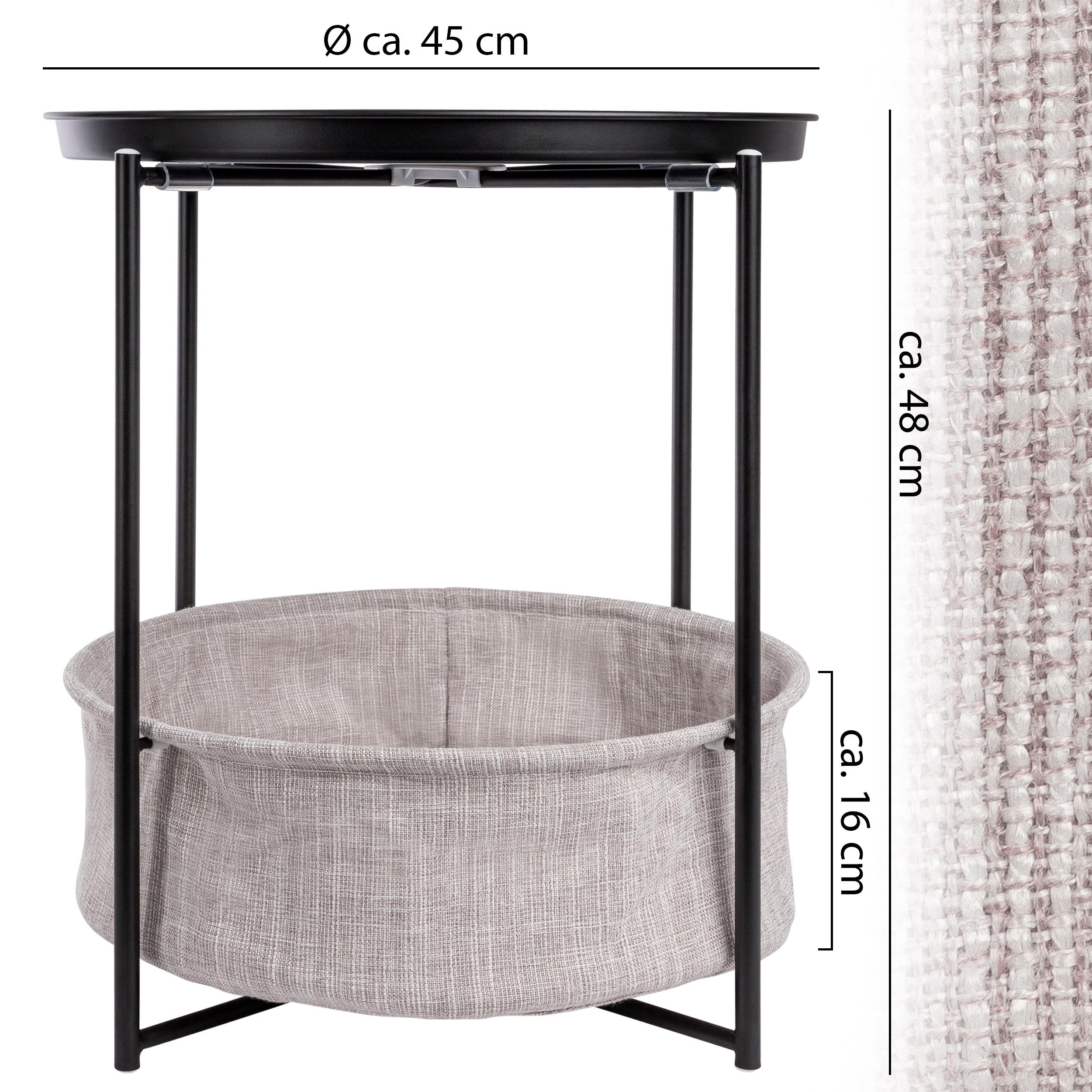 ONVAYA Beistelltisch Linda rund, Schwarz, Couchtisch mit Korb & Tablett, So günstig online kaufen