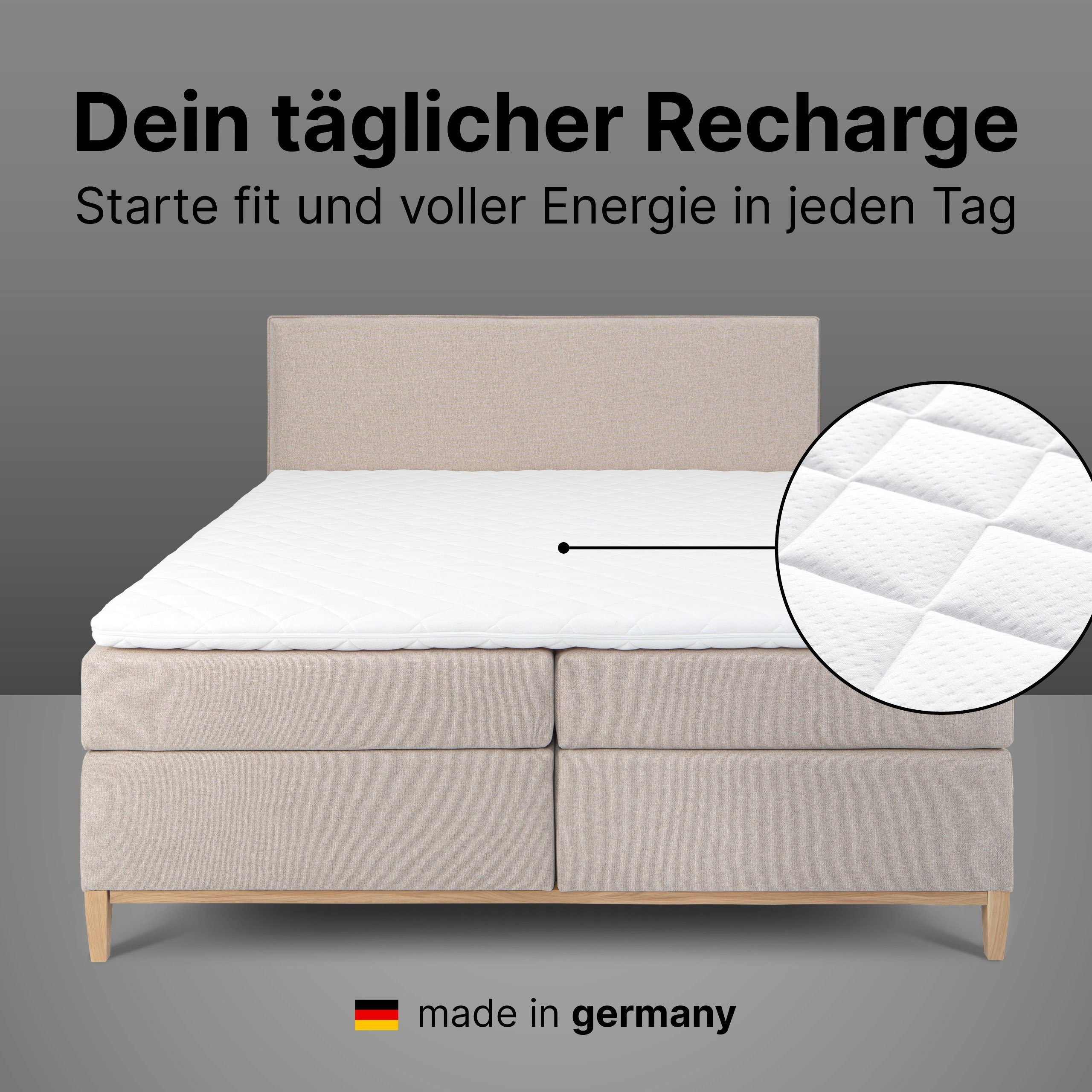 wonello, Topper RECHARGE, 6 cm hoch, Gelschaum, (Made in Germany, GEL), druckentlastender Matratzentopper 180x220cm, waschbar bei 60°C
