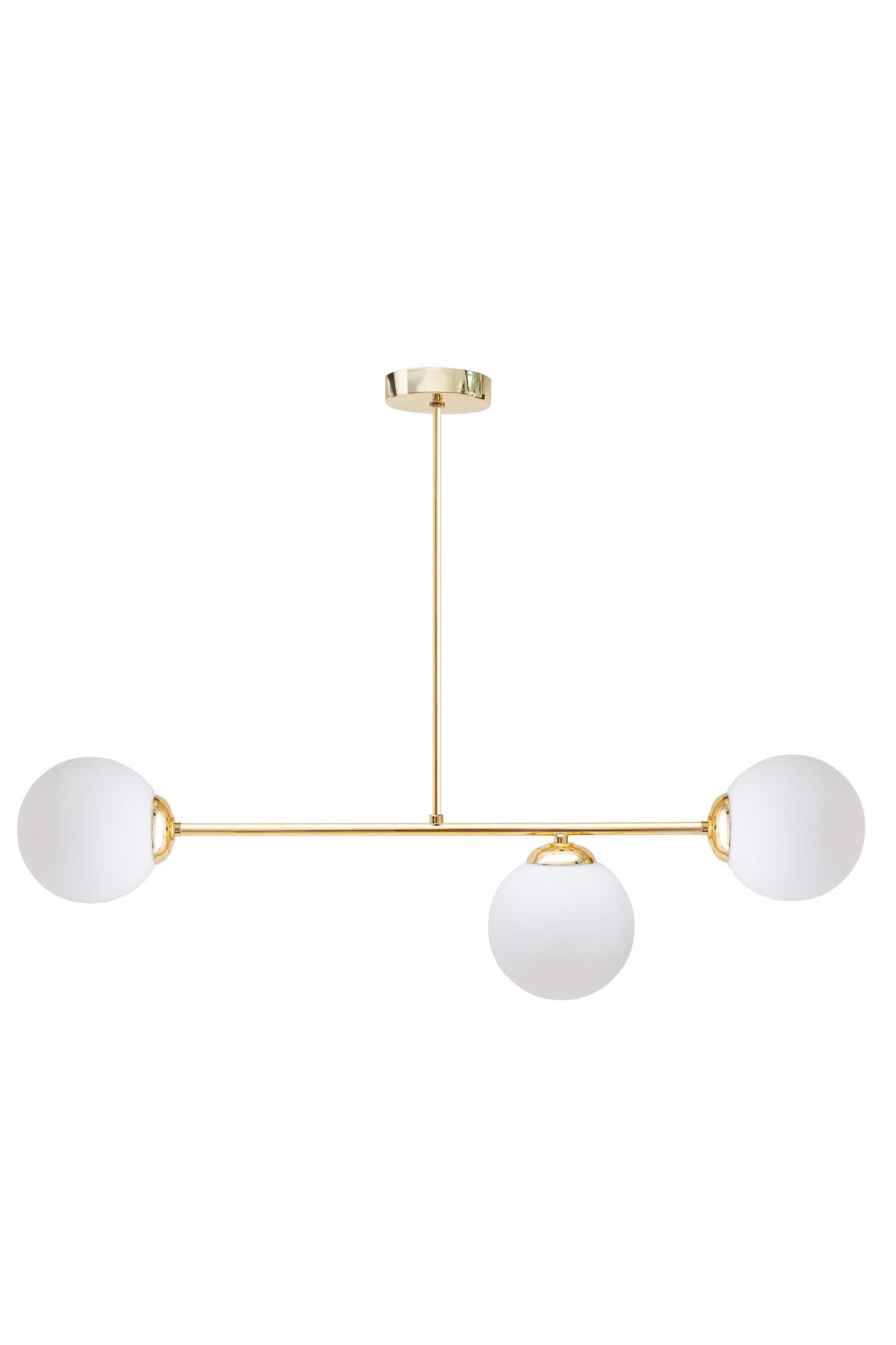 Licht-Erlebnisse Deckenleuchte DEKUT, ohne Leuchtmittel, Metall Glas E27 in Gold Weiß 3-flammig Kugel Schirm Modern
