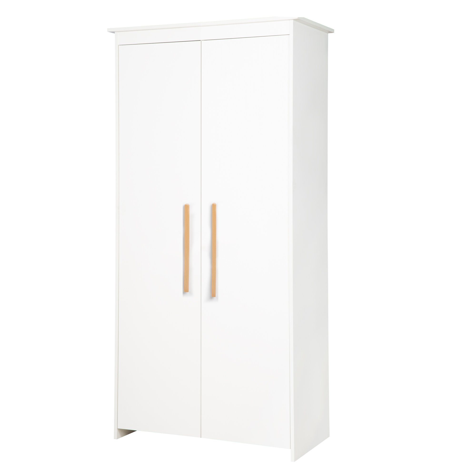 roba® Kinderkleiderschrank Lilo 2-türig Kinderschrank mit modernen Holzgriffen - Weiß / Natur
