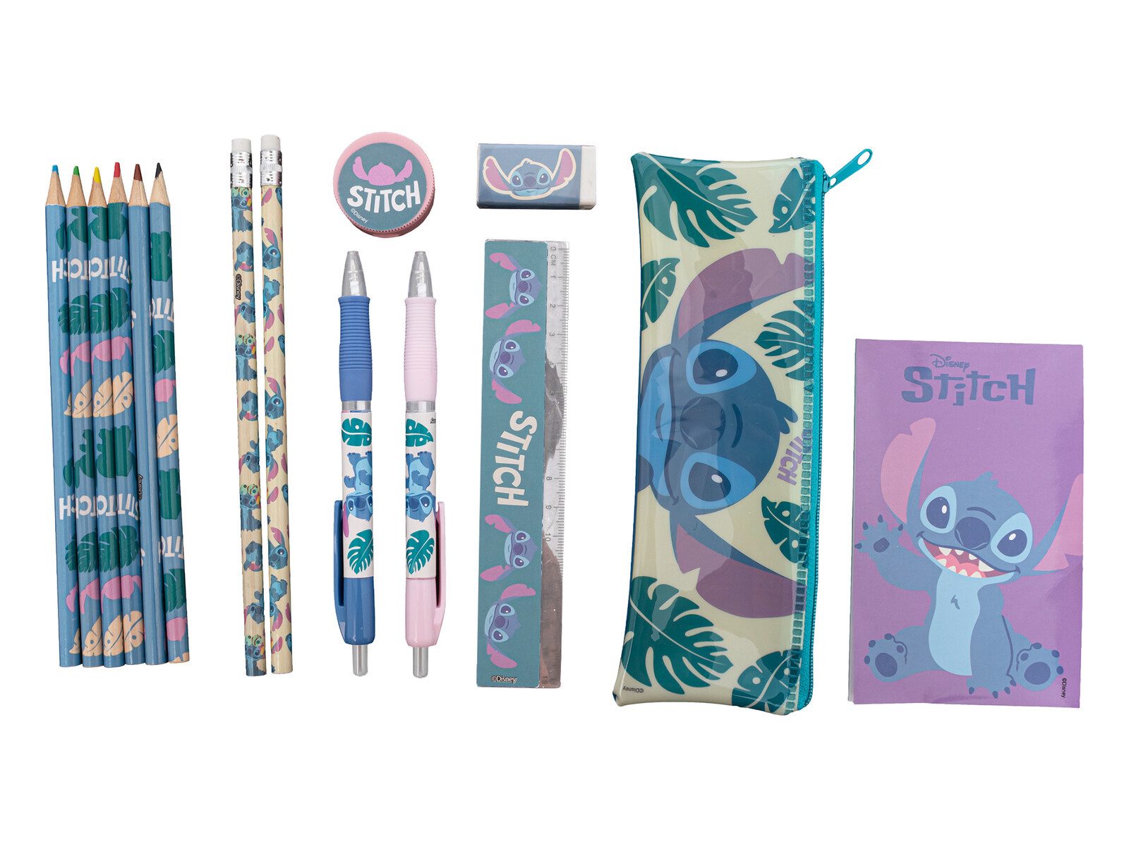 Lilo & Stitch Federmäppchen Schreibwarenset 15-teilig mit Federmäppchen und Zubehör, (15-tlg)