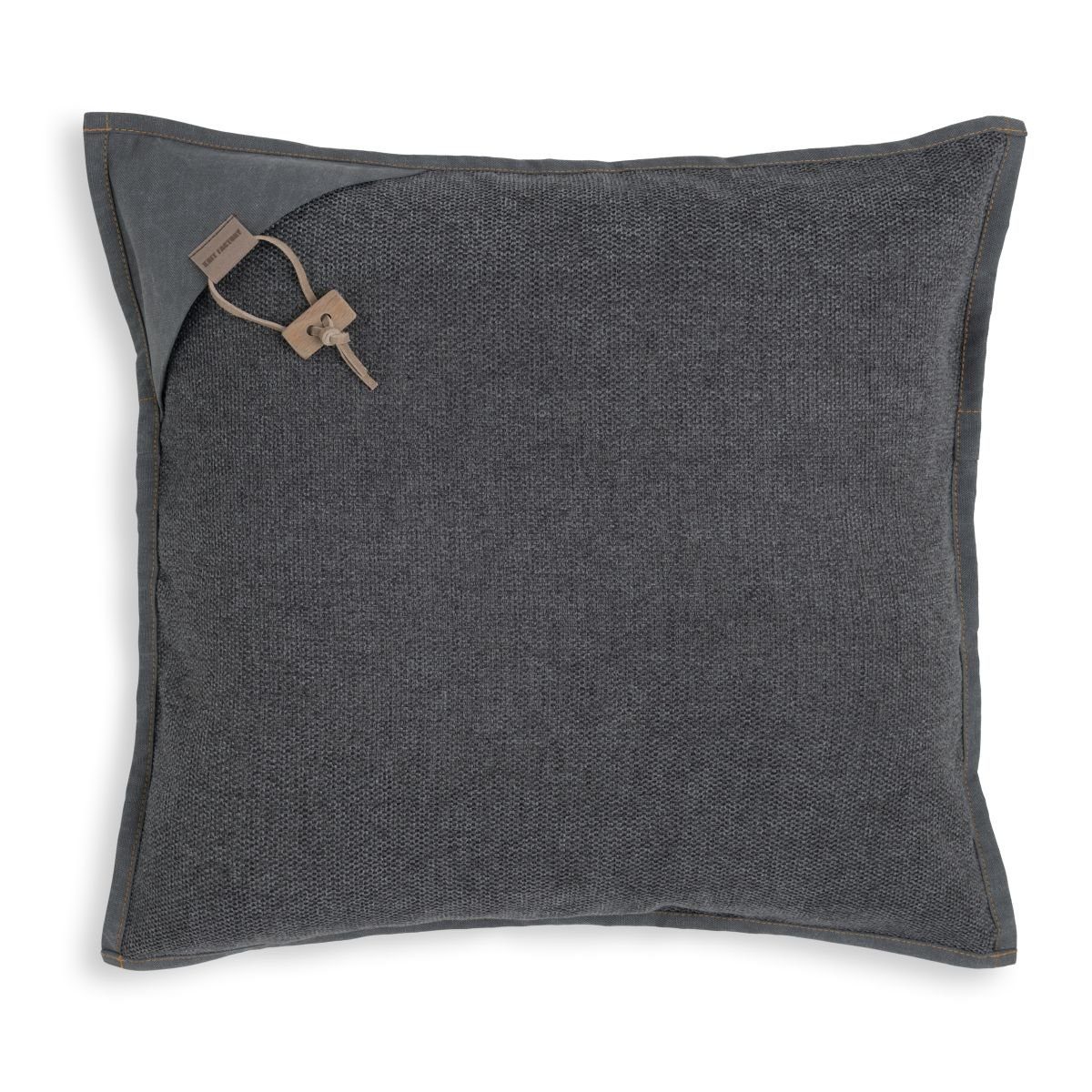 Knit Factory Dekokissen Knit Factory Hope Kissen 50x50 cm Glatt Anthrazit, Dekokissen Couch kissen Sofa Kissen