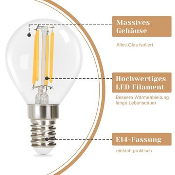 Nettlife LED-Leuchtmittel E14 6 ER Vintage Edison Glühlampe Retro Birne G45 2700K 4W, E14, 6 St., Warmweiß, Hauses Restaurants Wohnzimmers Cafés