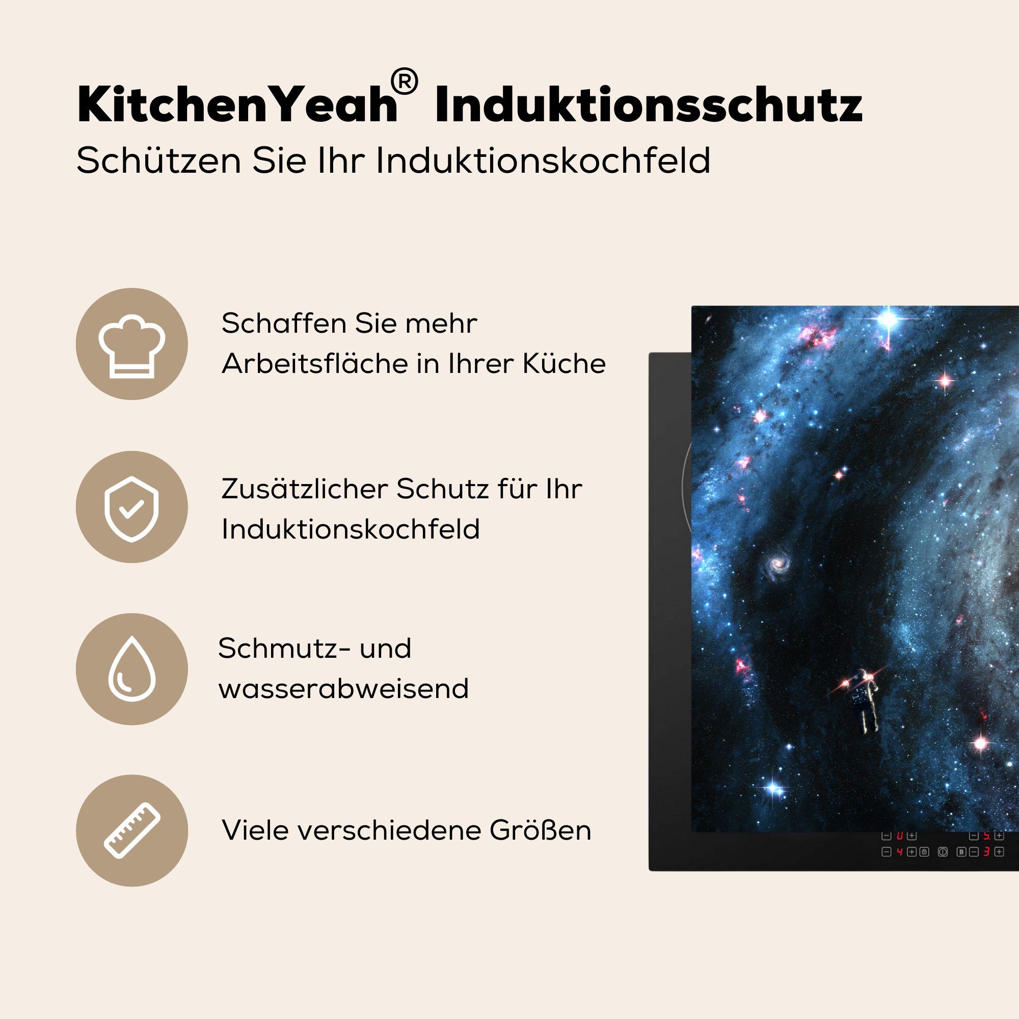 Vinyl, Illustration Herdblende-/Abdeckplatte 81x52 Induktionskochfeld küche, Milchstraße, für der Ceranfeldabdeckung (1 MuchoWow tlg), die Schutz cm, Galaxie
