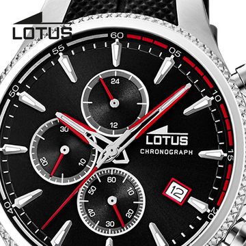 Lotus Quarzuhr Lotus Herrenuhr -R- Armbanduhr PU, (Analoguhr), Herren Armbanduhr rund, groß (ca. 42mm), Edelstahl, Outdoor