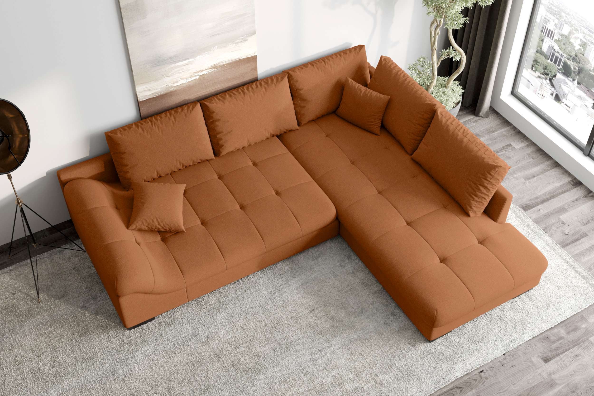 99rooms Ecksofa Terra, Sofa, L-Form, Inkl. 5 Rückenkissen, mit Rundumbezug, Wellenfederung