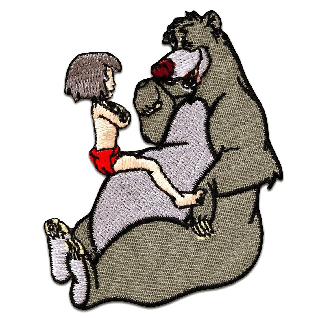 Disney Патч Bügelbild, Aufbügler, Applikationen, Patches, Flicken, zum aufbügeln, Polyester, DSCHUNGELBUCH Mowgli + Baloo Kinder - Größe: 6 x 7 cm