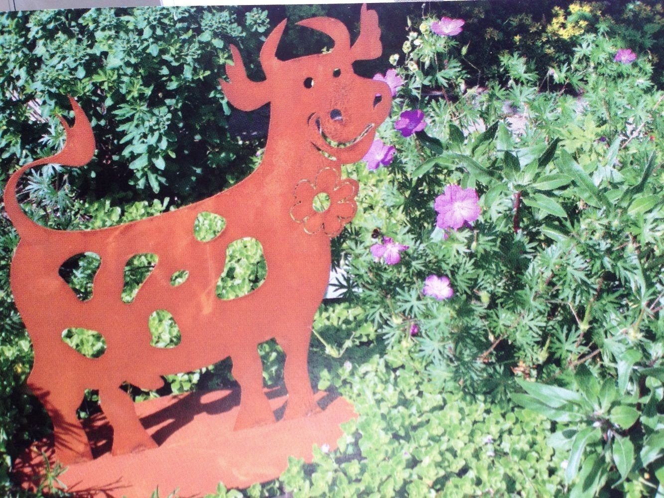 Skulptur Edelrost Kuh mit Blume Lieselotte klein Gr.II, 8-0128 (1 St) | Skulpturen