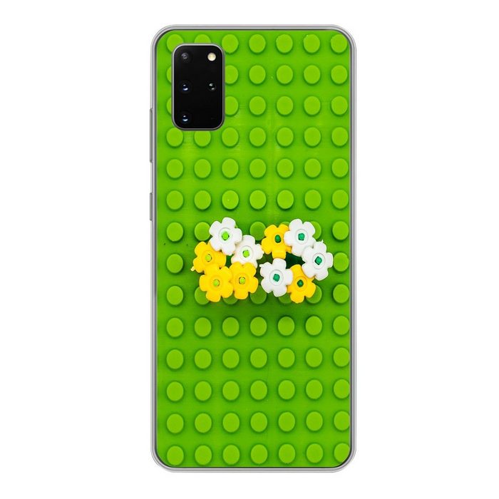 MuchoWow Handyhülle Lego-Unterlage mit Blumen Phone Case Handyhülle Samsung Galaxy S20 Plus Silikon Schutzhülle