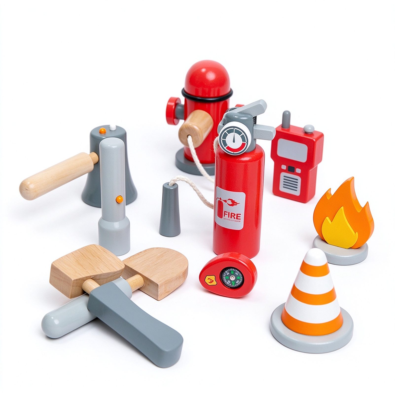 Esun Spielzeug-Polizei Einsatzset Feuerwehr Kostüm Kinder Set, Feuerwehrhelm, Feuerlöscher, Spielzeug, (SET, 14-tlg., Komplettset), Geschenk für Mädchen Jungen  – Bild 4 von 5