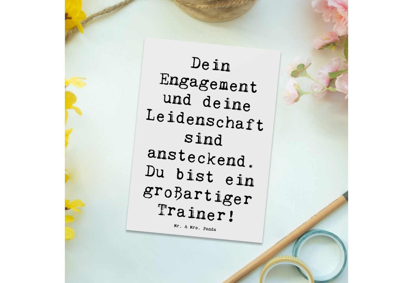 Thumbnail - Mr. & Mrs. Panda Postkarte Großartiger Trainer - Weiß - Geschenk, Anstrengungen schätzen, Bedank, Matte Rückseite