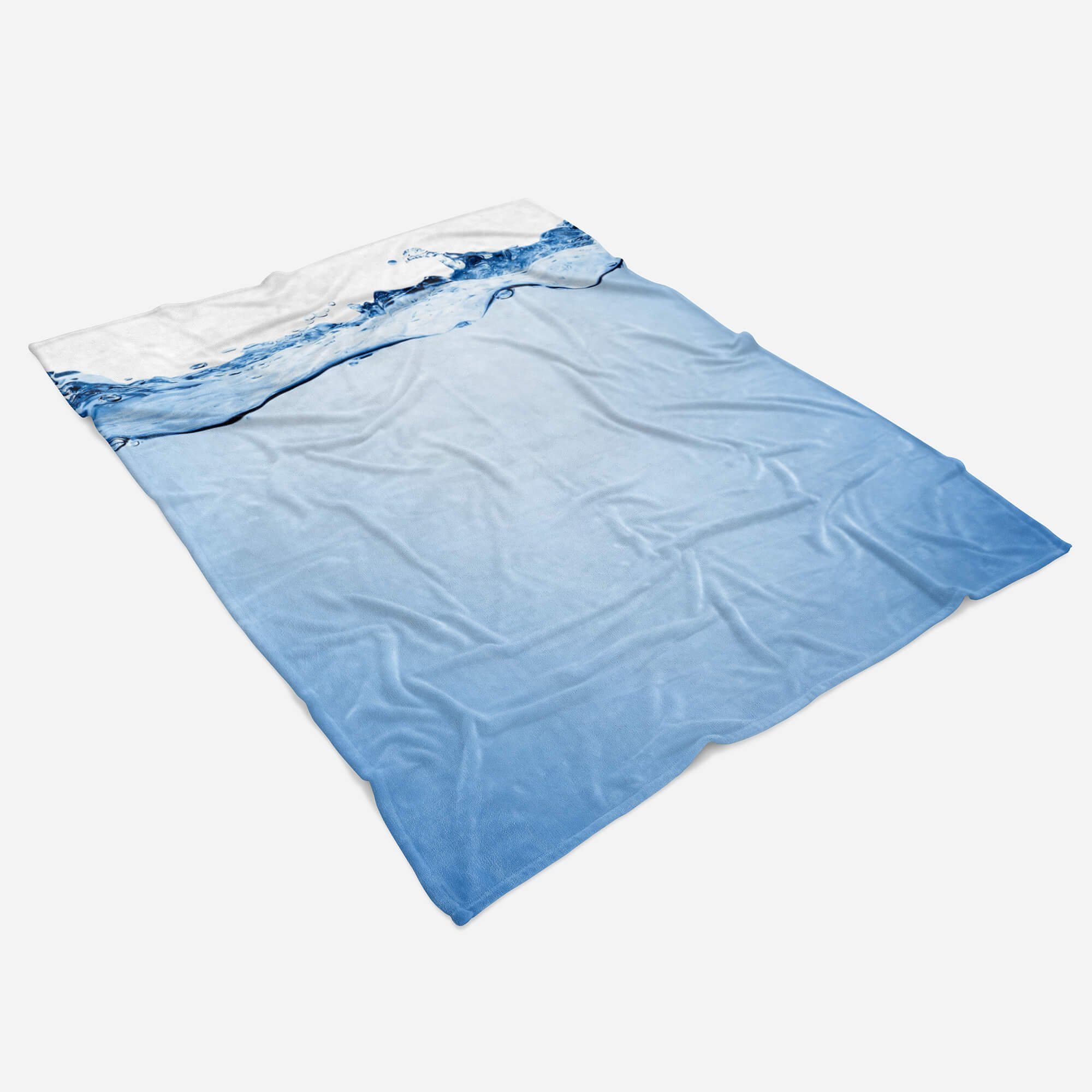 Sinus Art Handtuch Baumwolle-Polyester-Mix Handtuch Handtücher mit Wasser (1-St), Saunatuch Blau Fotomotiv Kunstv, Strandhandtuch Kuscheldecke