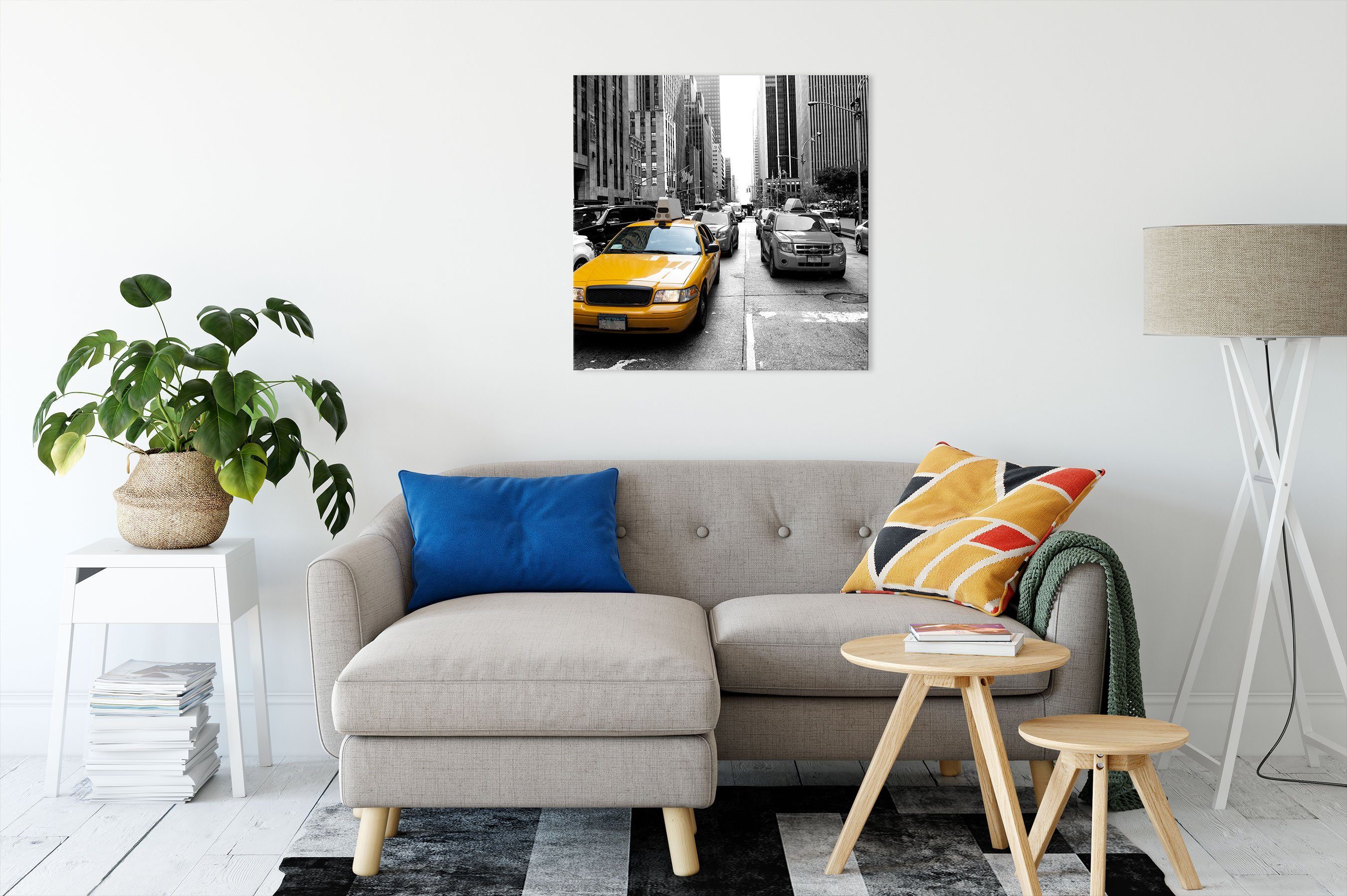 York, Leinwandbild St), New New York Gelbes Gelbes (1 Leinwandbild inkl. Taxi in Zackenaufhänger in Pixxprint Taxi fertig bespannt,