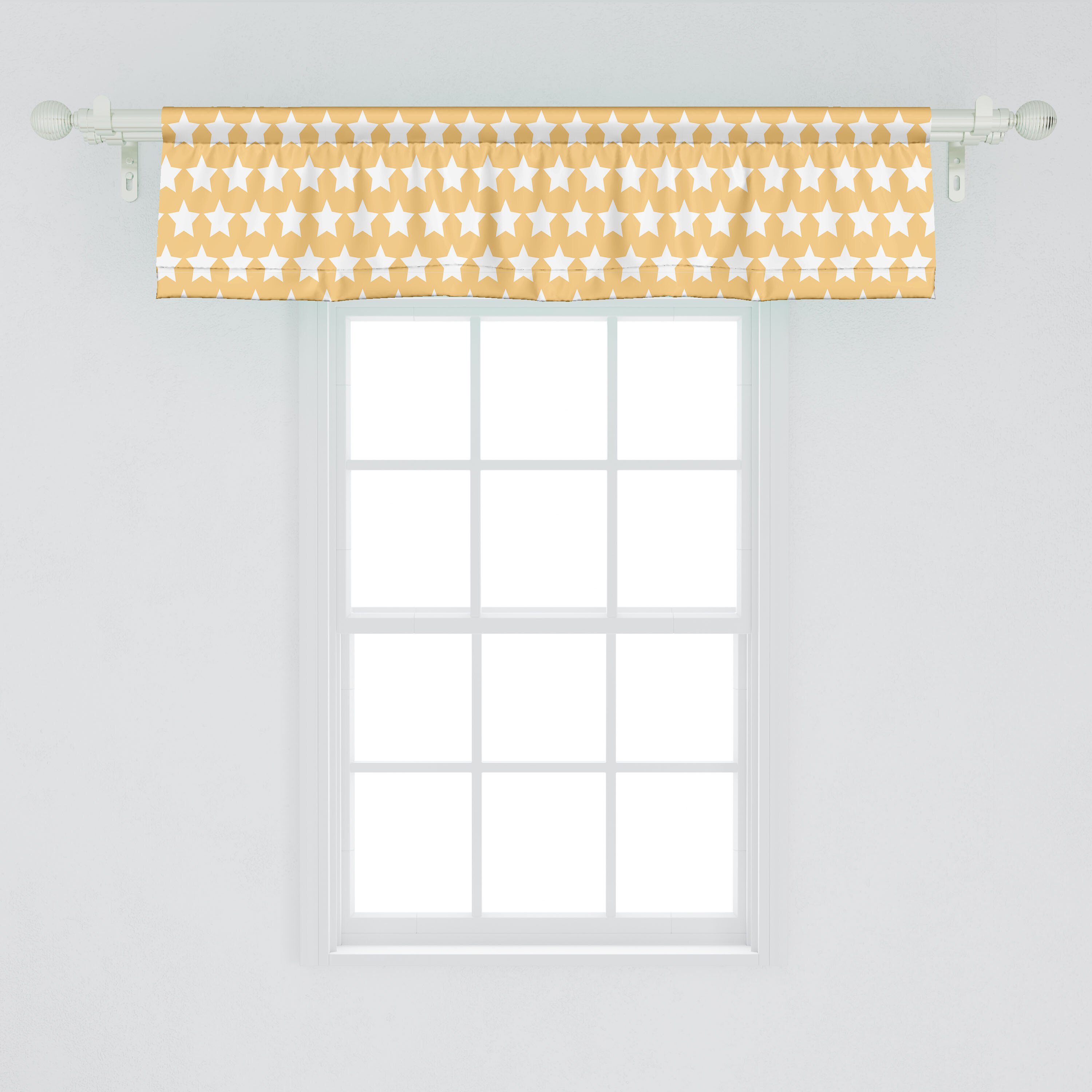 Scheibengardine für Dekor Volant Stangentasche, Küche Microfaser, Vorhang mit und Weiß Sterne Gelb Schlafzimmer Abakuhaus, Retro