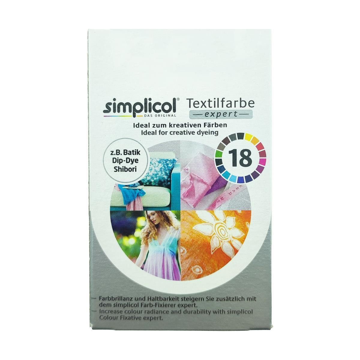 simplicol Textilfarbe Simplicol Textilfarbe Expert Mitternacht-Schwarz 150g, Farberneuerung Farbauffrischung Batik Textilfärbemittel