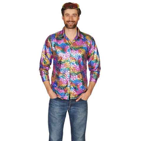 Metamorph T-Shirt Glänzendes Multicolor-Hemd Mehrfarbig glänzendes Hemd mit floralem Muster