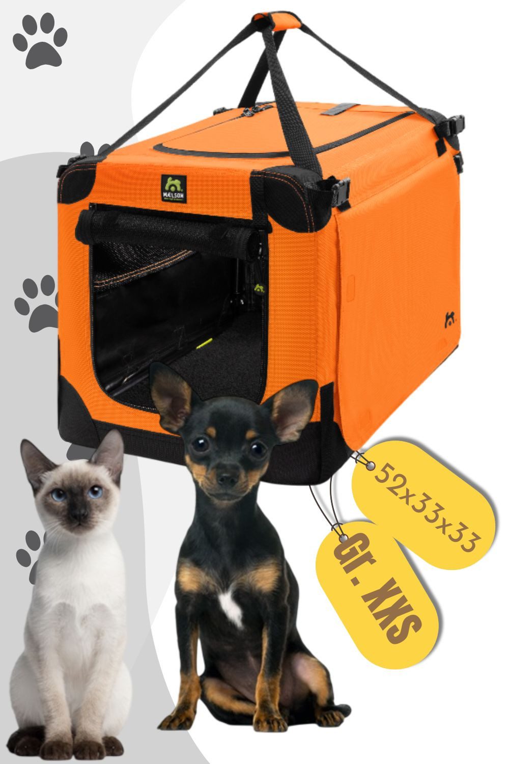 MAELSON Hunde-Transportbox Soft Kennel faltbare Hundebox in 3 Größen - Neon Orange