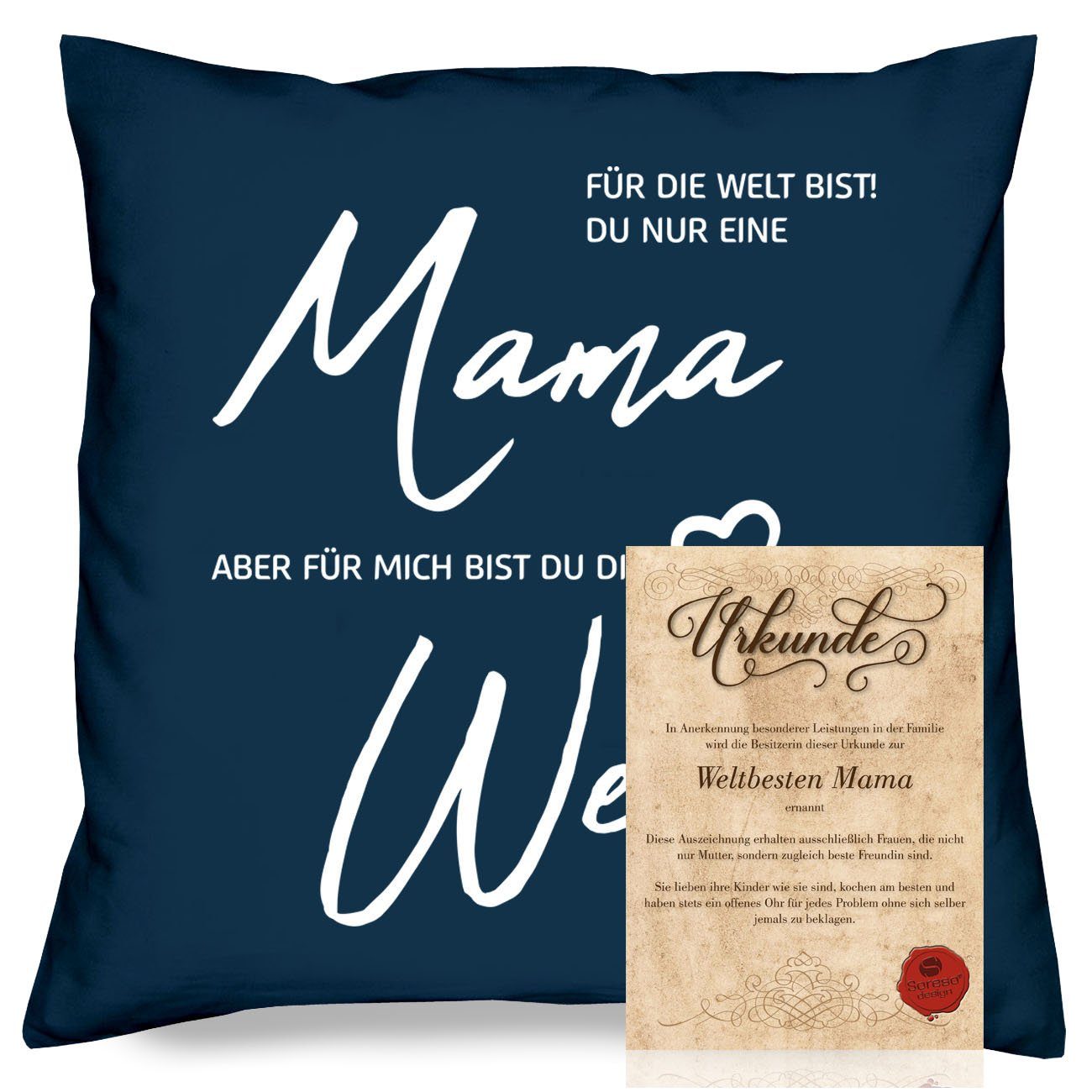 Dekokissen Weihnachtsgeschenk Geburtstag Muttertag Mama Soreso® Kissen Geburtstagsgeschenk Weihnachten, Muttertagsgeschenk + Urkunde Geschenk für