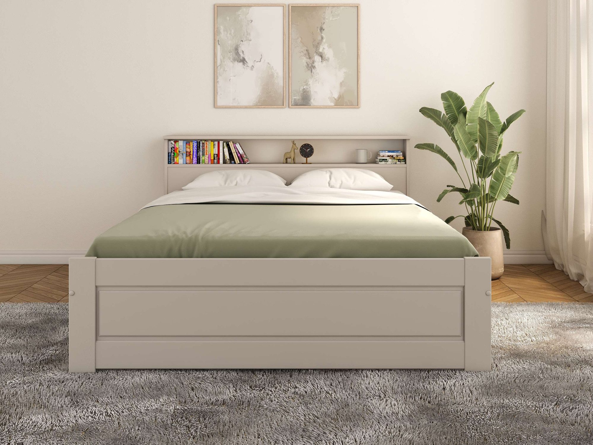 OTTO home Massivholzbett FLAVION, TOPSELLER! Jugendbett, FSC® zertifizierte massive Kiefer (Breite: 90, 140, 180), Qualitätsprodukt, Regal, Kassettenoptik, Schublade optional