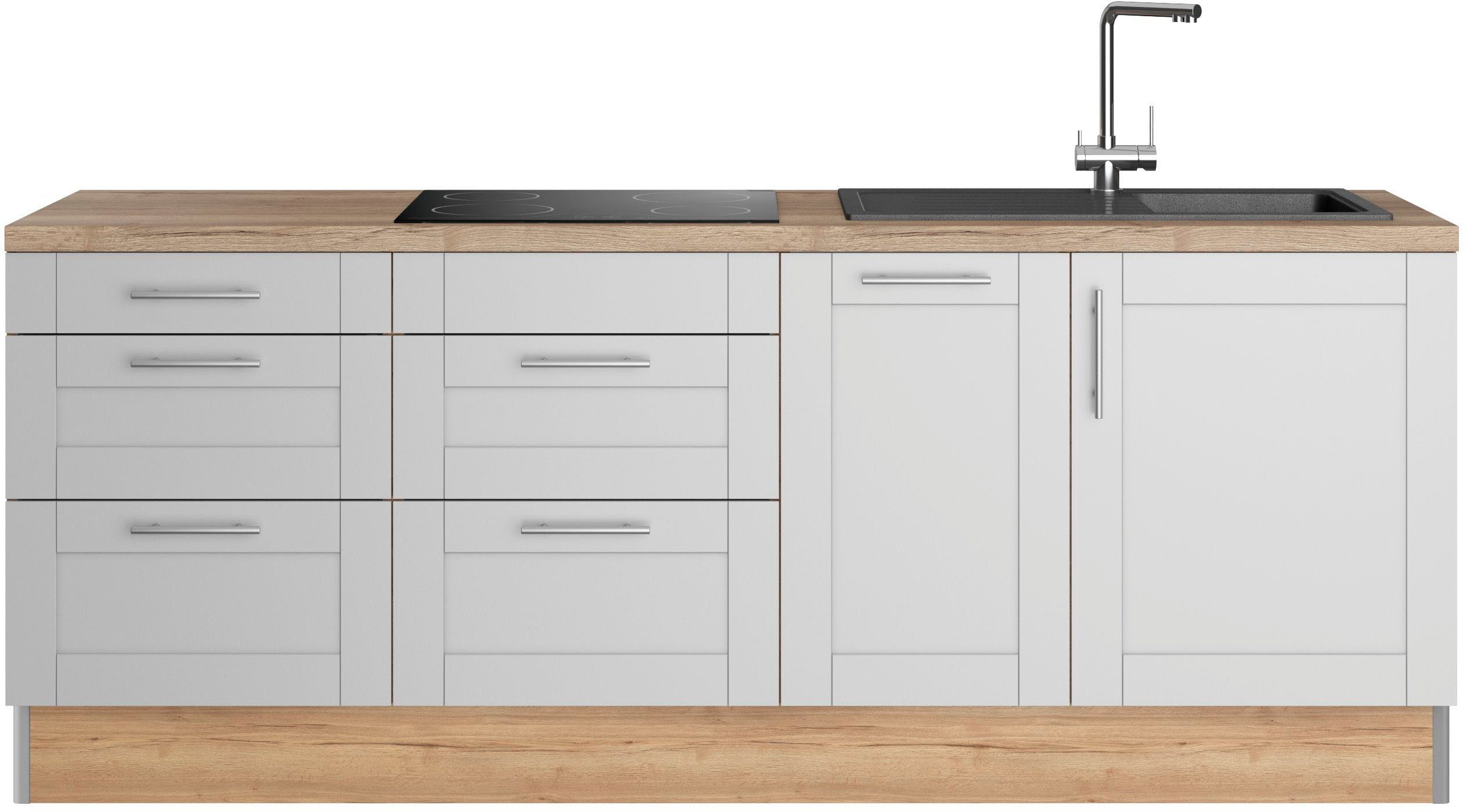 OPTIFIT Küche Ahus, Breite 225 cm, wahlw. Mit E-Geräten, Soft Close Funktion, MDF Fronten
