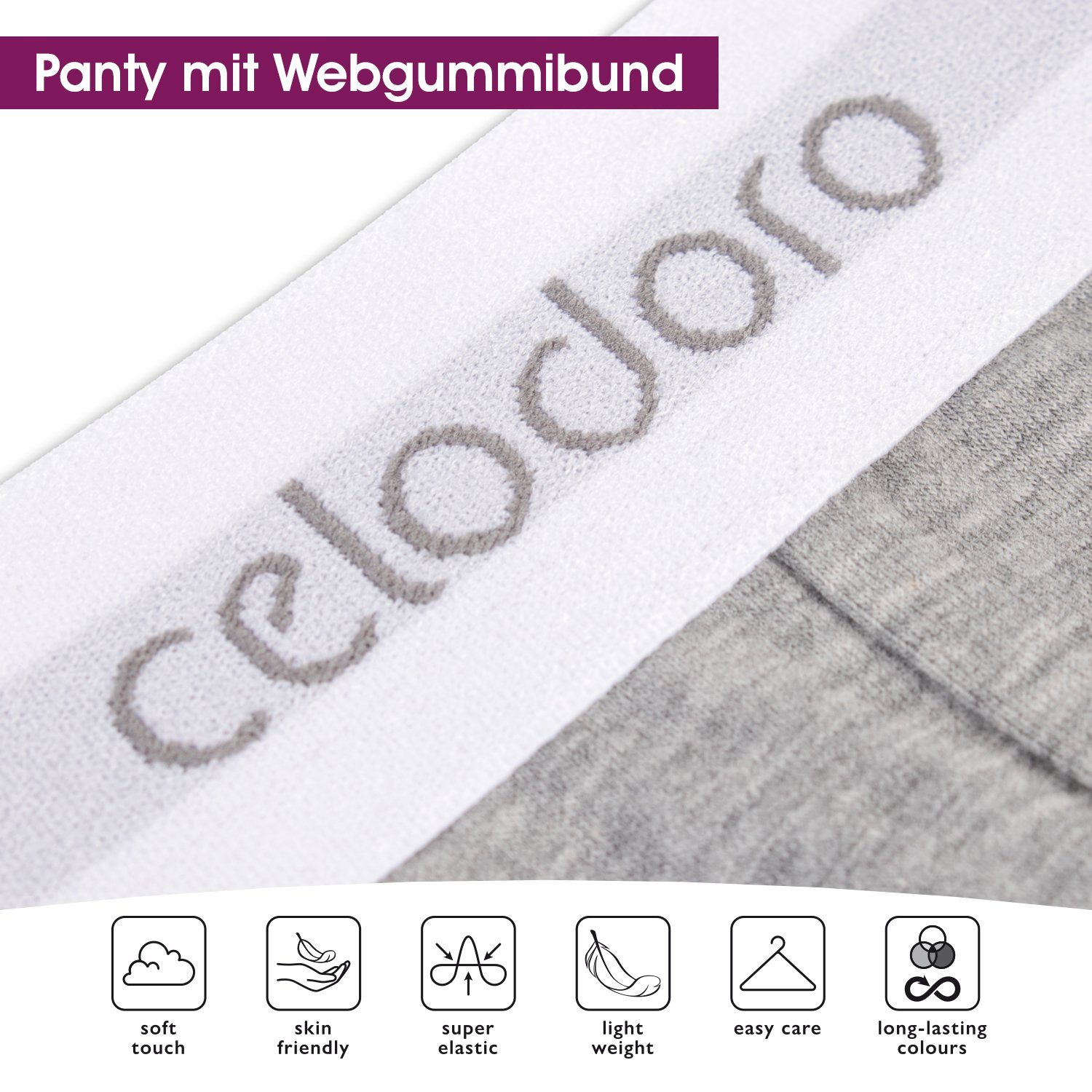celodoro Panty Damen Panty mit Webgummi-Bund (3er Pack) Sport Slip mit Logo günstig online kaufen