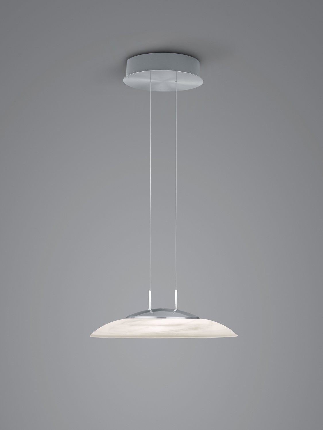 B-LEUCHTEN LED Pendelleuchte FINDUS, Nickel matt, Weiß, Metall, H 150 cm, Dimmfunktion, LED fest integriert, Warmweiß, Hängeleuchte, Hängelampe