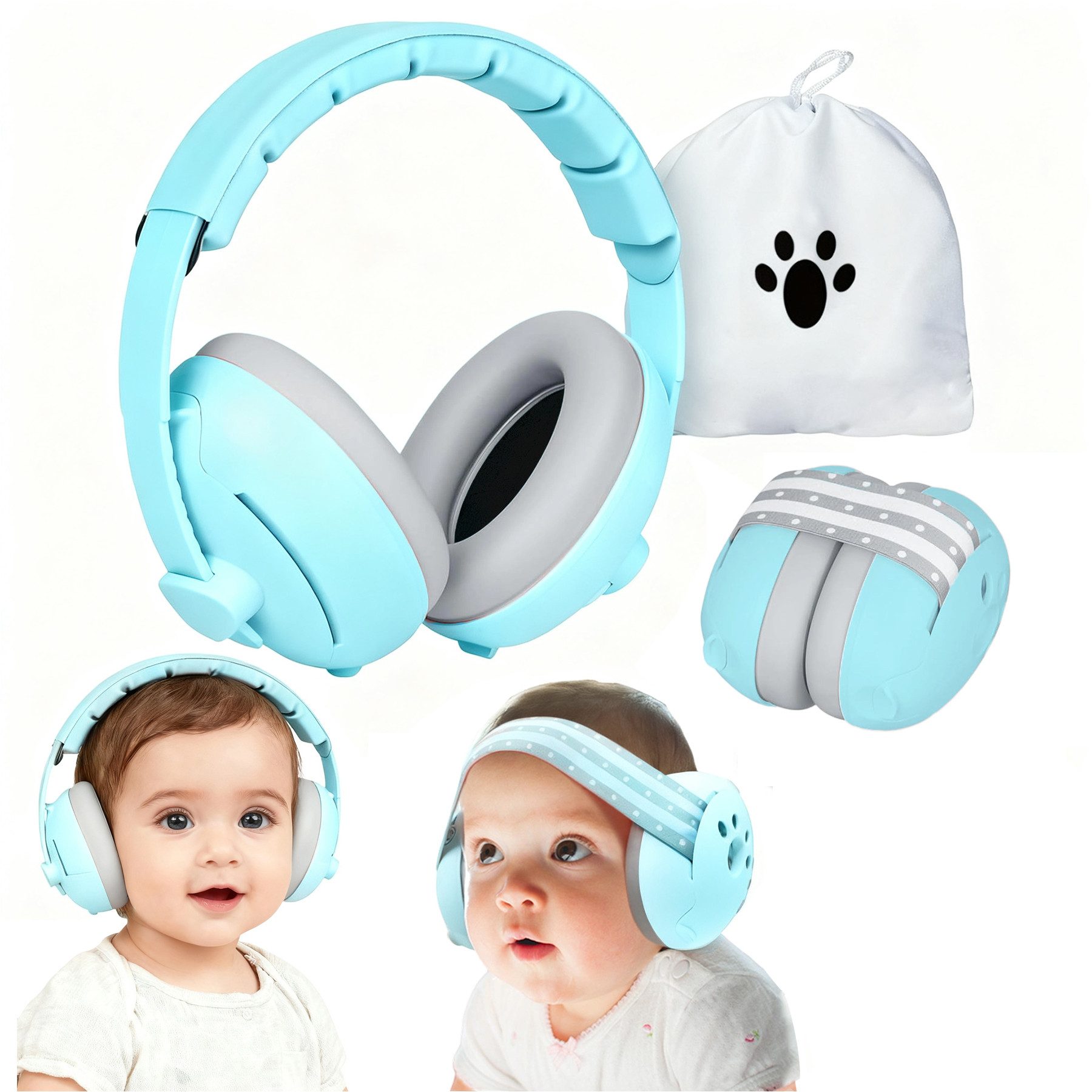 Mutig Kapselgehörschutz 2-in-1 Baby Gehörschutz mit Geräuschunterdrückung, (Verstellbarer Kapselgehörschützer, für Neugeborene & Kinder bis 60 Monate), Baby Kopfhörer Lärmschutz mit Kopfband