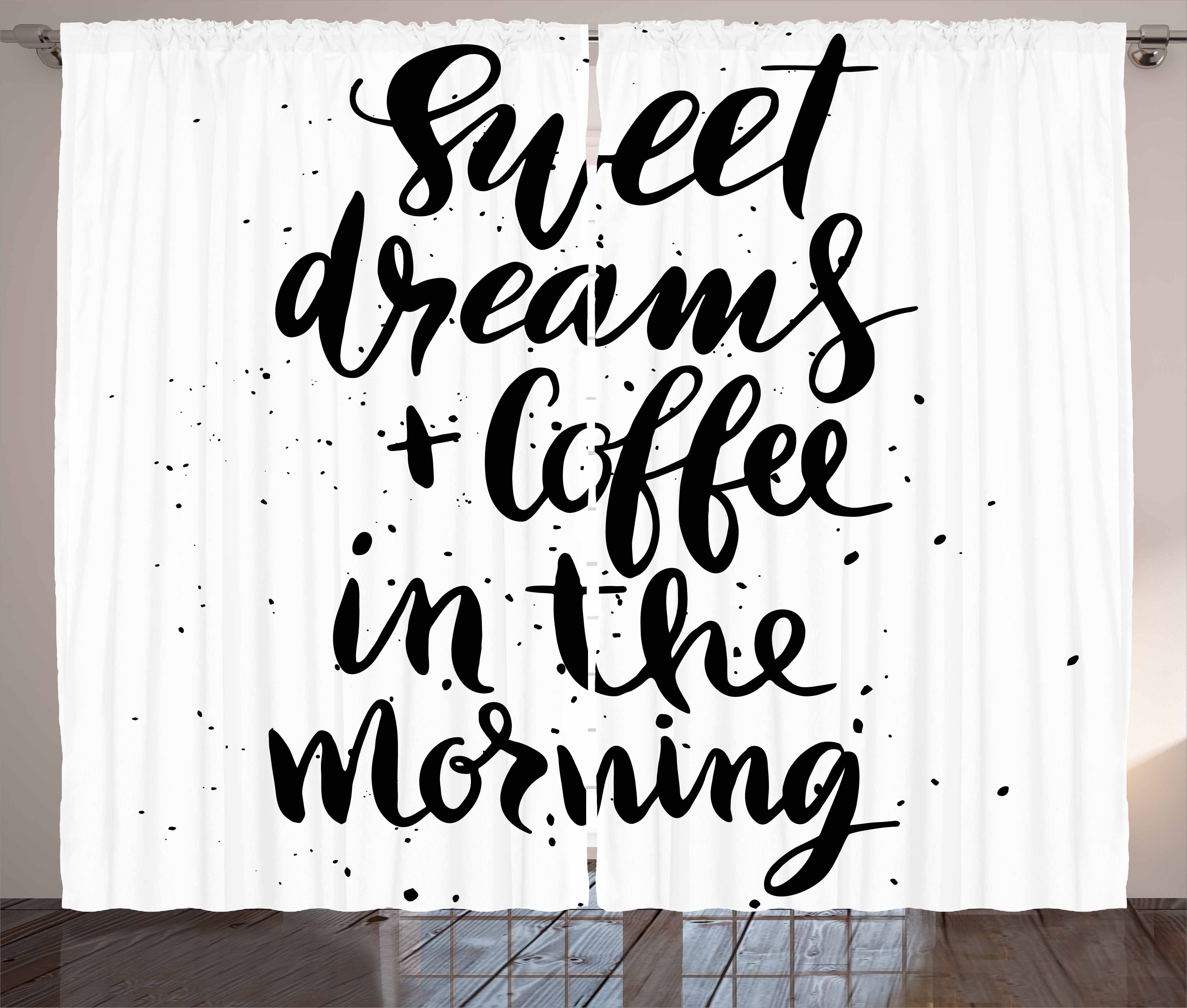 Gardine Schlafzimmer Kräuselband Vorhang mit Schlaufen und Haken, Abakuhaus, Süße Träume Kaffee in dem Morgen